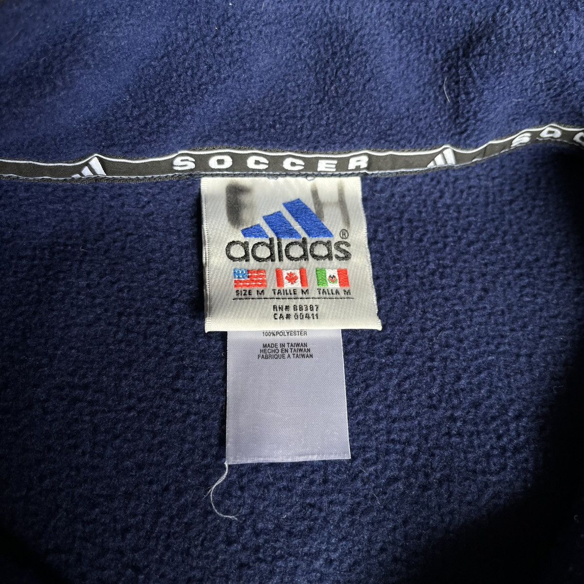 Adidas × Vintage Vintage 2000s Adidas Soccer Logo Pullover Fleece Zip Jacket Size US M / EU 48-50 / 2 - 5 Thumbnail