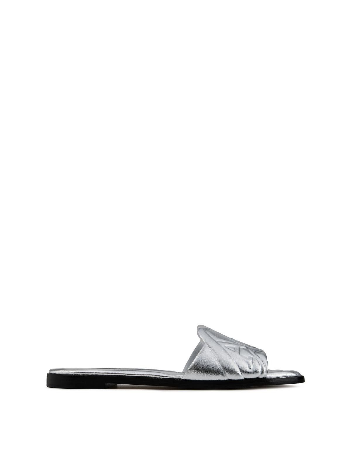 Alexander McQueen o1y0225 Slides in Silver Size US 10 / IT 40 - 2 Thumbnail
