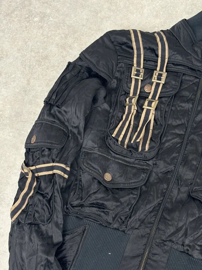 Just Cavalli AW2005 Cavalli Black Silk Multi-Pocket Cargo Gun Bomber Jacket Size S / US 4 / IT 40 - 8 Thumbnail