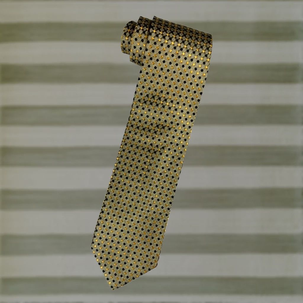 Ermenegildo Zegna VINTAGE Ermenegildo Zegna Silk Tie Geometric Men’s 58.5" Gold Width 3.75" Made in Italy Mens Size ONE SIZE - 1 Thumbnail