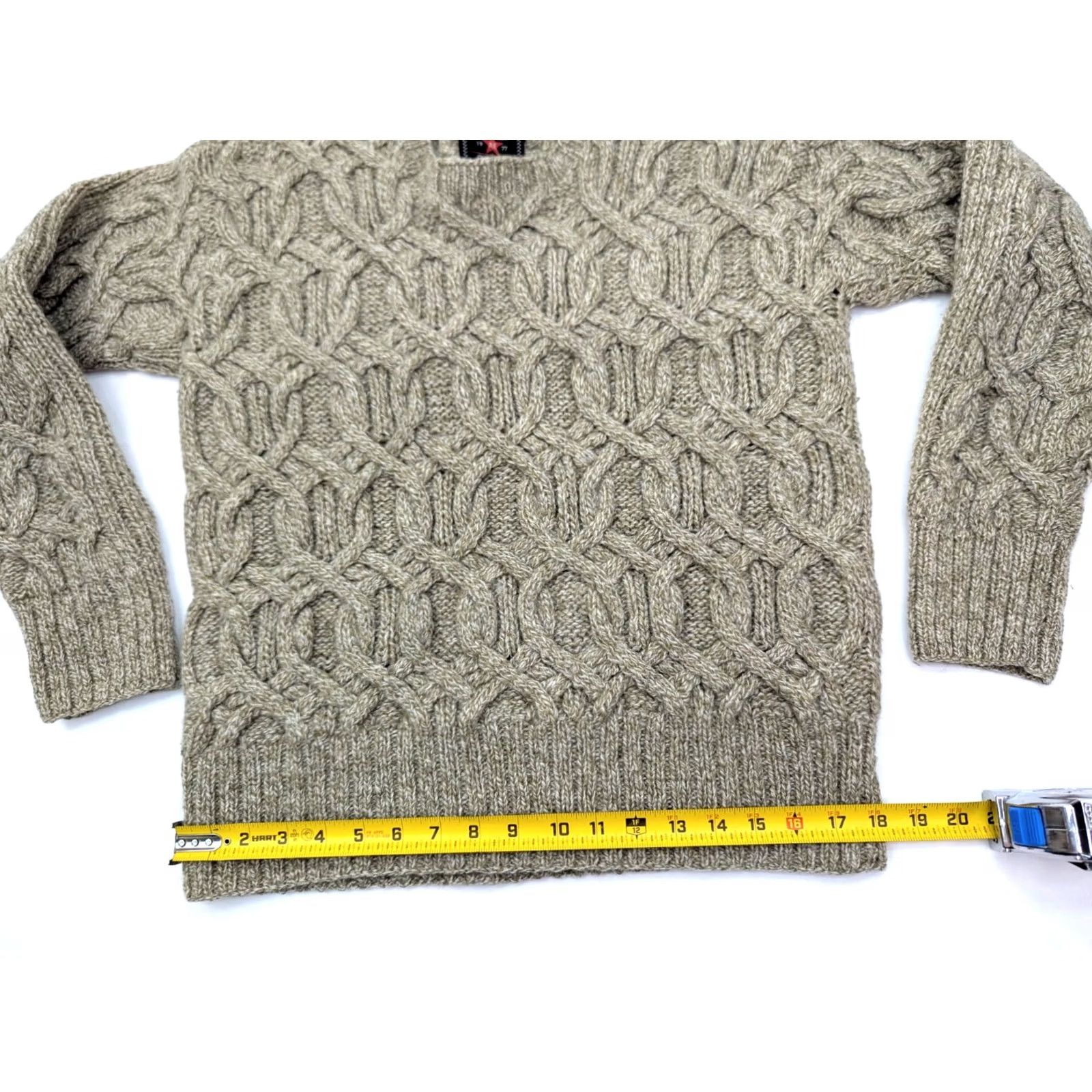 American Eagle Outfitters VINTAGE American Eagle Sweater Shetland Wool Chunky Cable Knit Crew Neck Beige Men L Size US L / EU 52-54 / 3 - 3 Thumbnail
