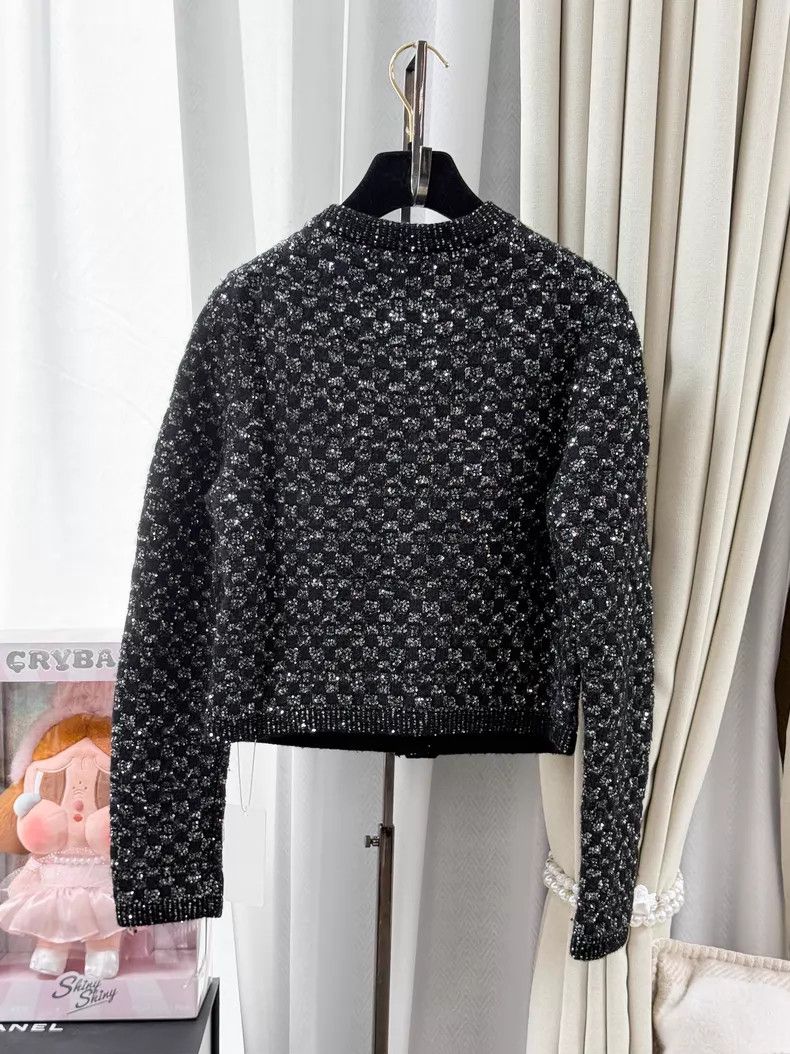 Chanel Chanel Gold silk sequin long-sleeved knitted cardigan jack Size XXS / US 00 / IT 34 - 3 Thumbnail