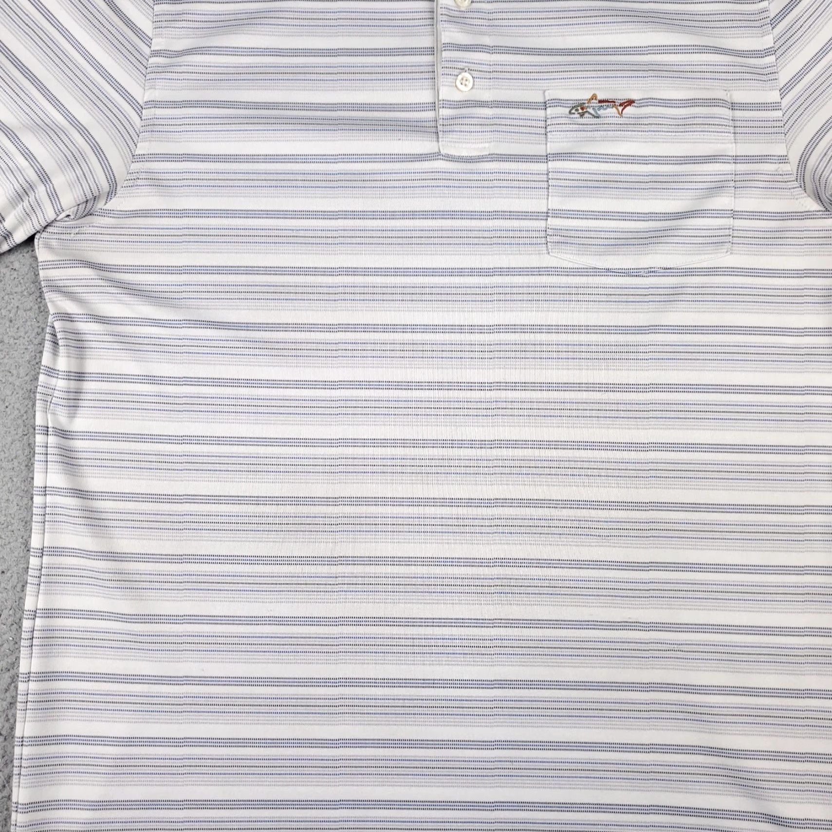 Vintage Greg Norman Shirt Mens Medium Gray Striped Shark Short Sleeve STAINED Size US M / EU 48-50 / 2 - 4 Thumbnail