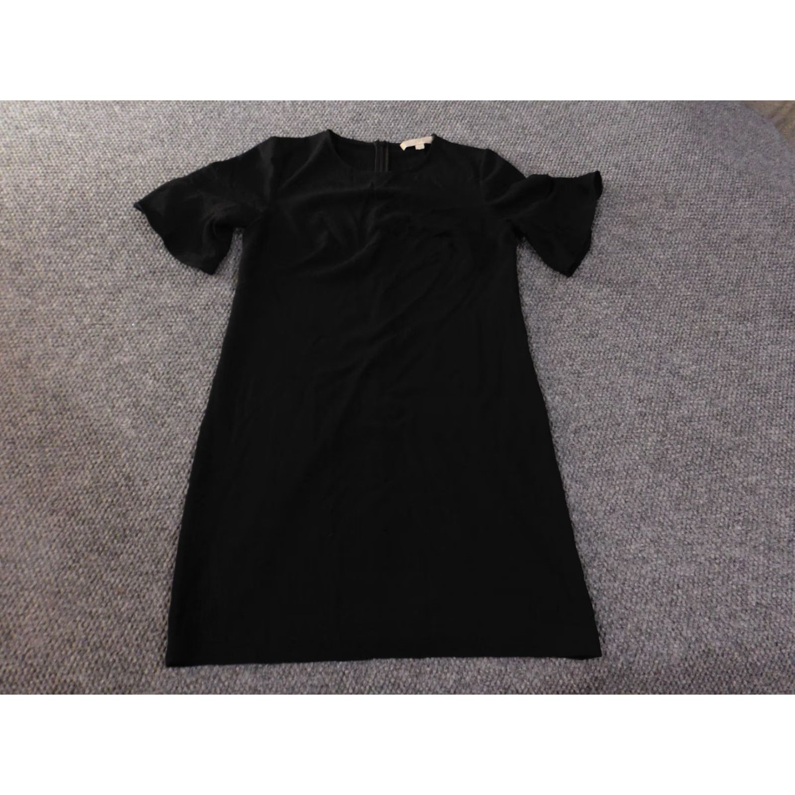 Loft LOFT Dress A-Line Women 4 Black Short Sleeve Zip Stretch Knee Length Raglan Sleeve Raffled Accent Classic Fall Closet Ready Size S / US 4 / IT 40 - 2 Thumbnail