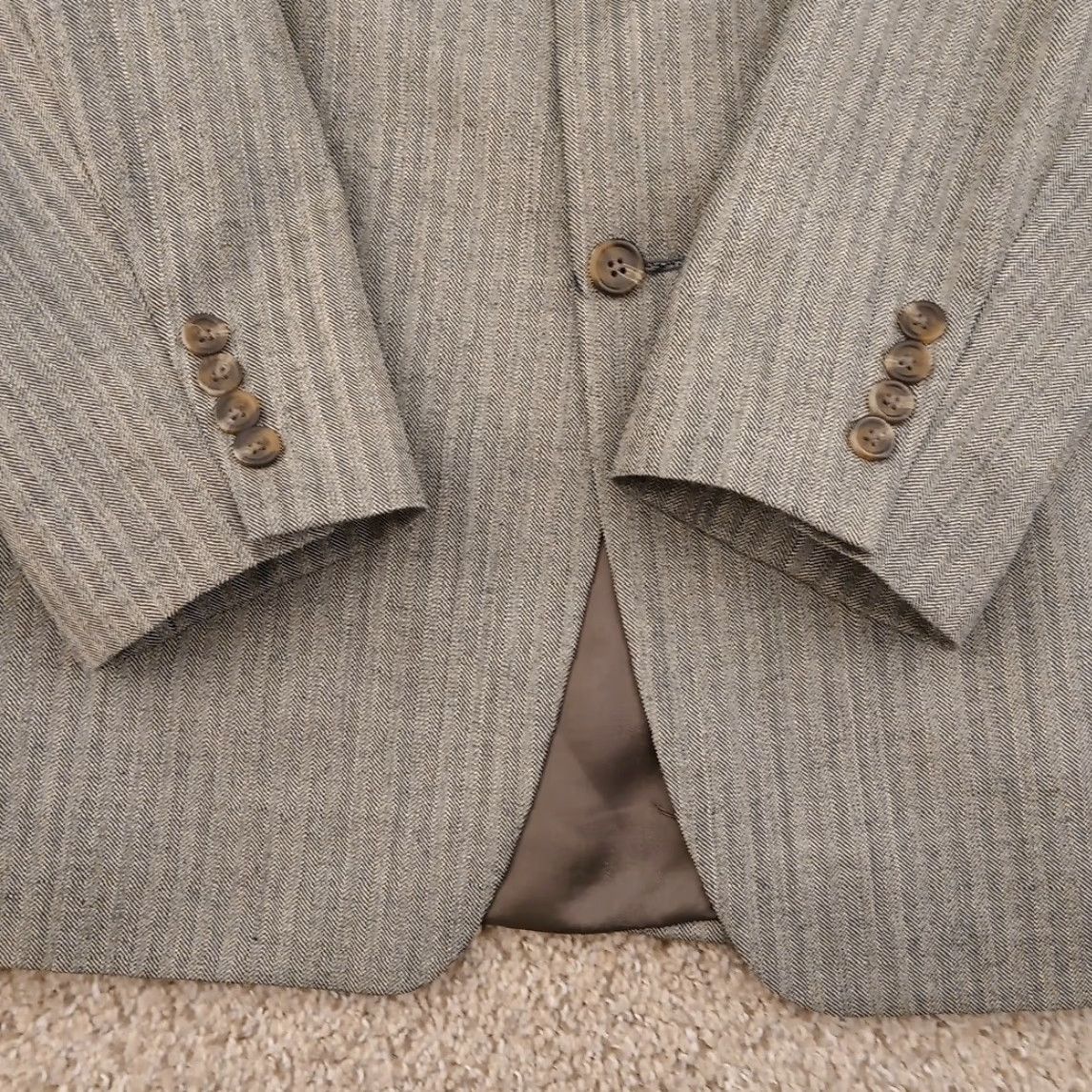 Ralph Lauren Lauren Ralph Lauren Blazer Mens 40 Gray Herringbone Silk Wool Blend Single Vent Size 40R - 4 Thumbnail