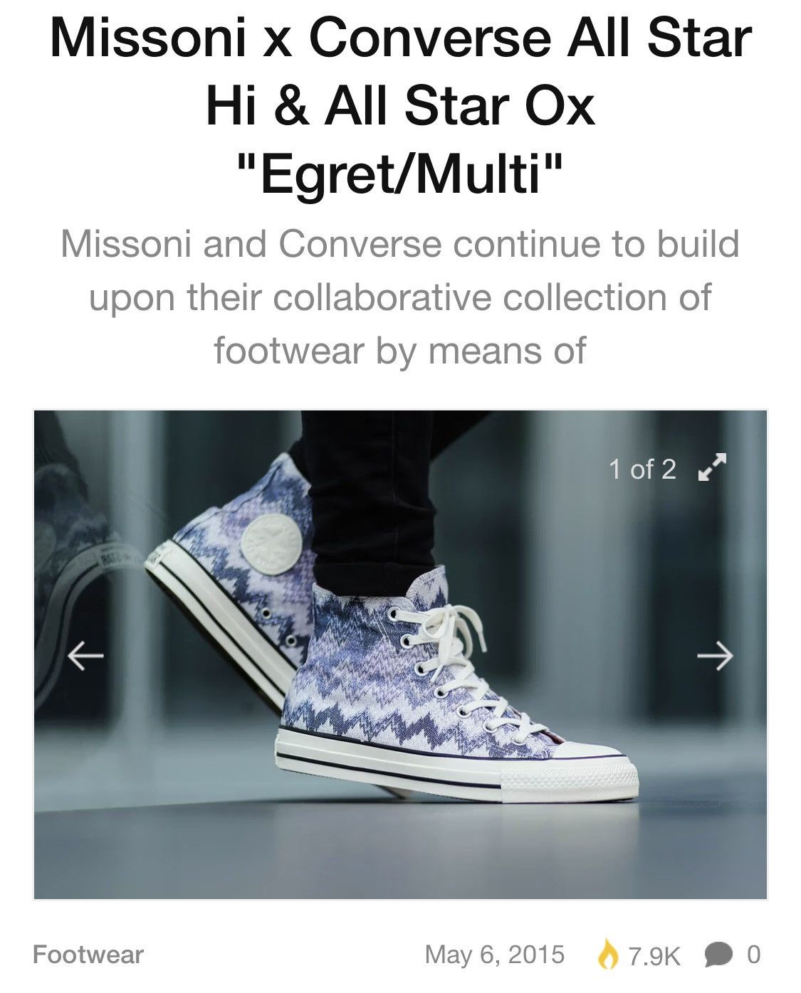 Converse × Missoni LASTDROP🔥41.5 2015 Missoni Converse All Star Hi Egret Multi Size US 8 / EU 41 - 3 Thumbnail