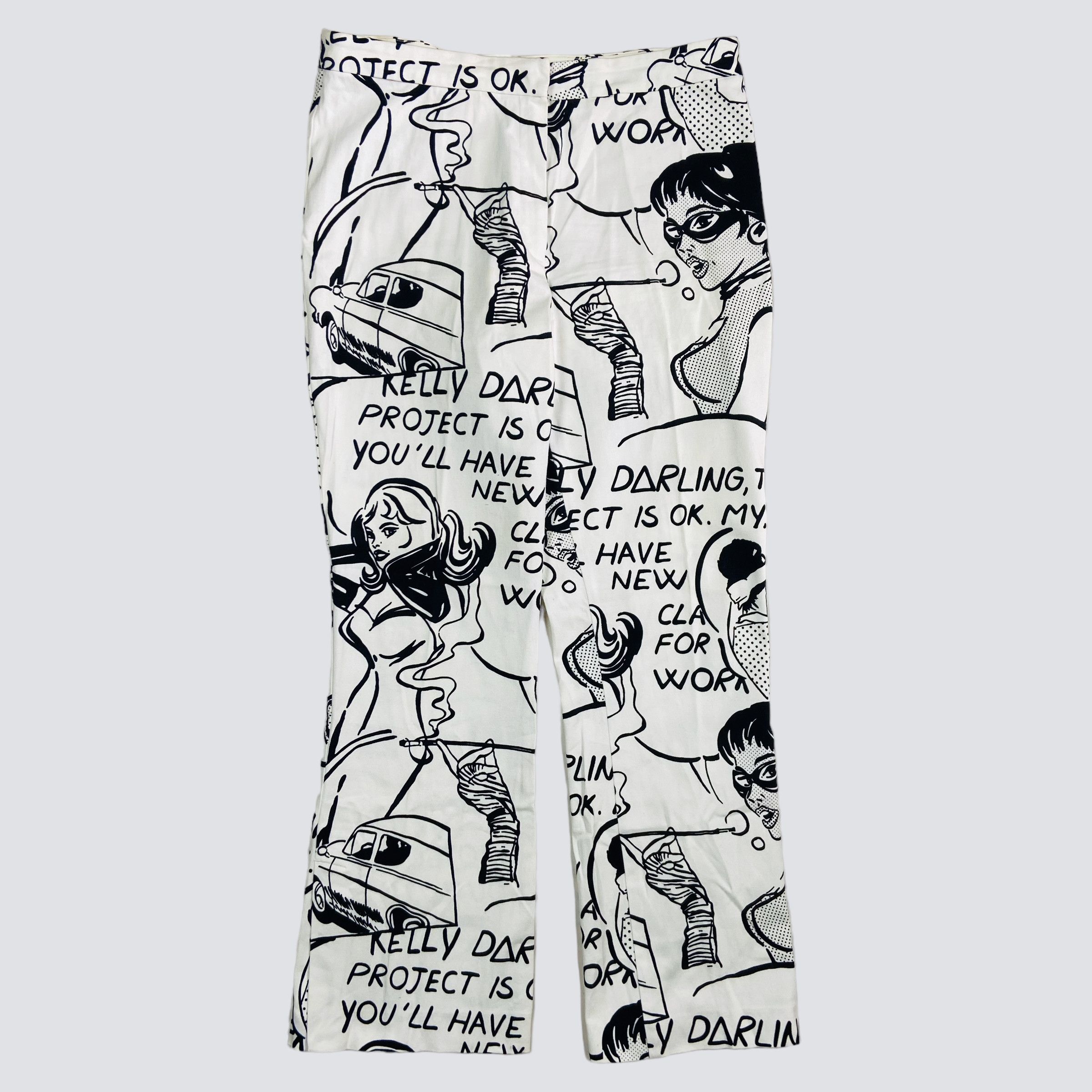 Vintage BAGGY FLARE ARCHIVE 1990s COMICS OVERPRINTED PANTS - № 3090 Size US 34 / EU 50 - 3 Thumbnail
