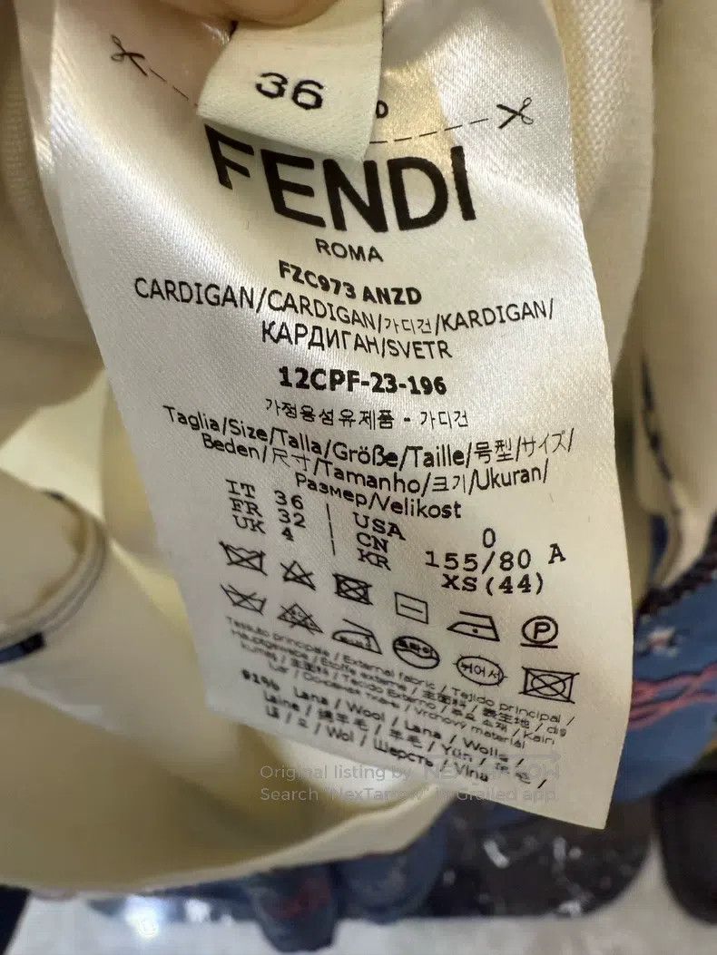 Fendi Fendi White Mixed Pattern Silk Knit Cardigan Size XXS / US 00 / IT 34 - 4 Thumbnail