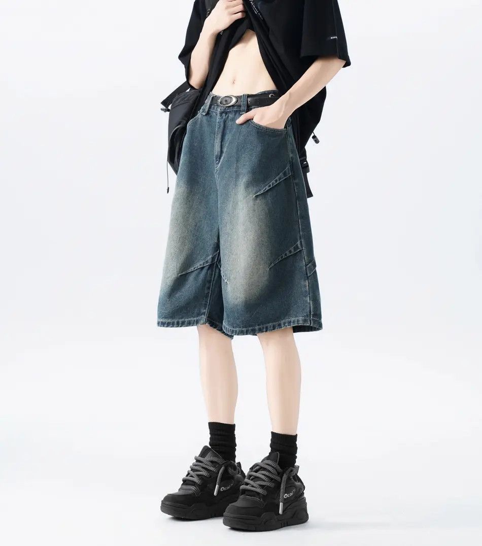 Japanese Brand Straight washed pleated denim shorts Size US 32 / EU 48 - 6 Thumbnail