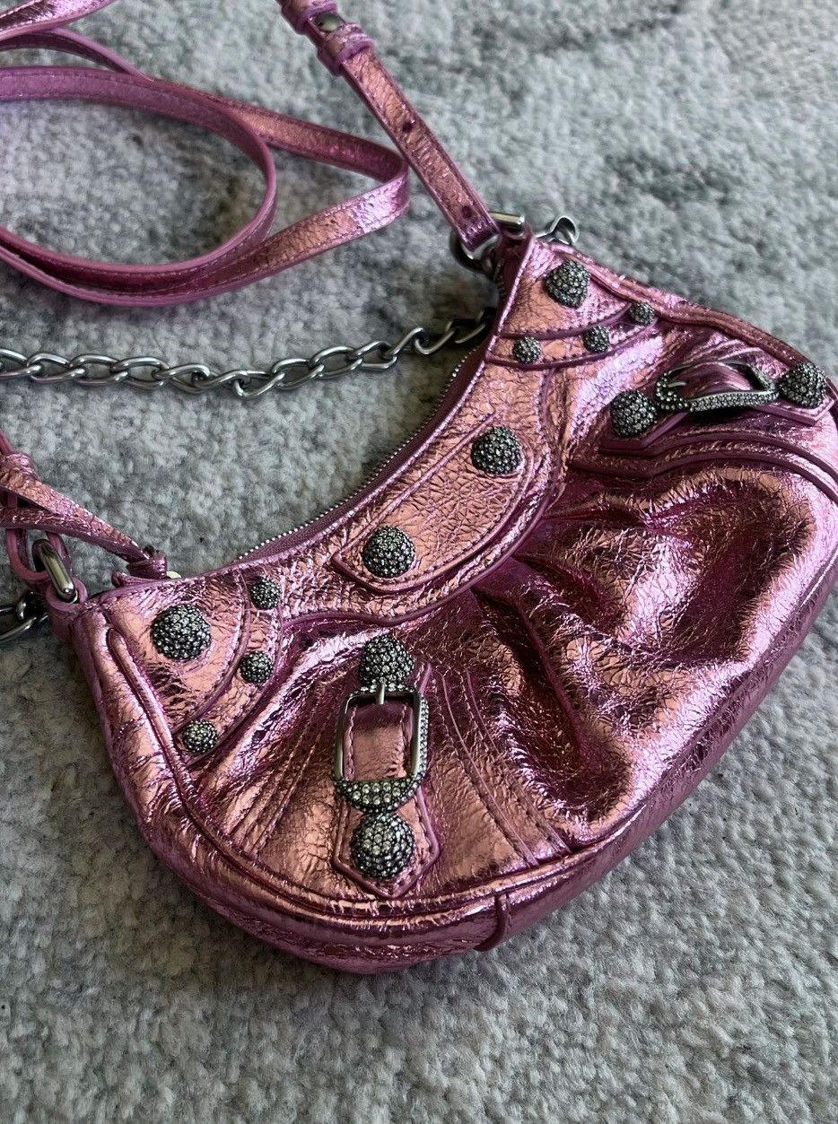 Balenciaga LE CAGOLE MINI BAG METALLIZED IN PINK With crystals hardware Size ONE SIZE - 6 Thumbnail