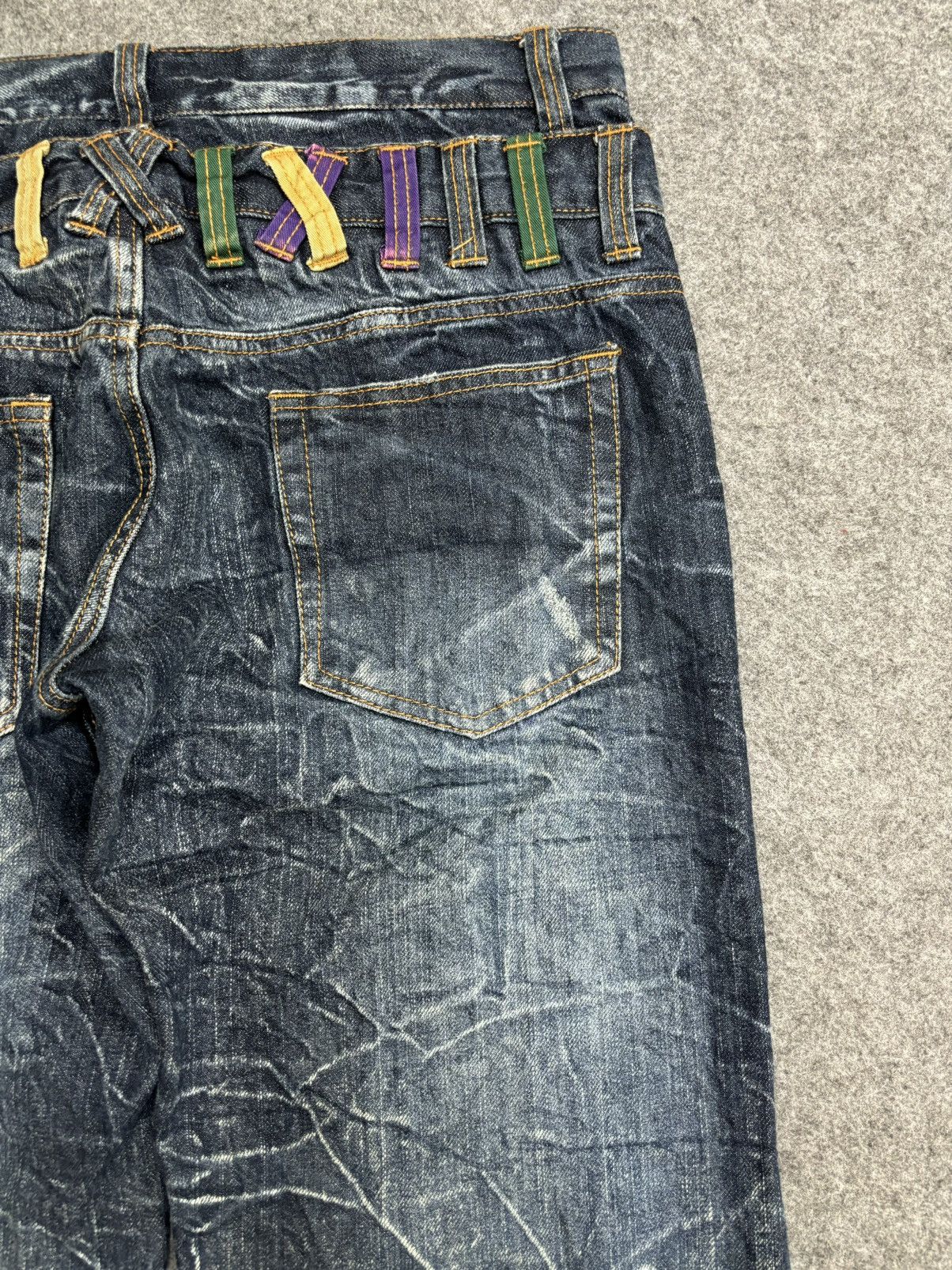 Japanese Brand 💥Double Waist💥Insane Japan Style Nylaus Distressd Denim F514 Size US 32 / EU 48 - 11 Thumbnail