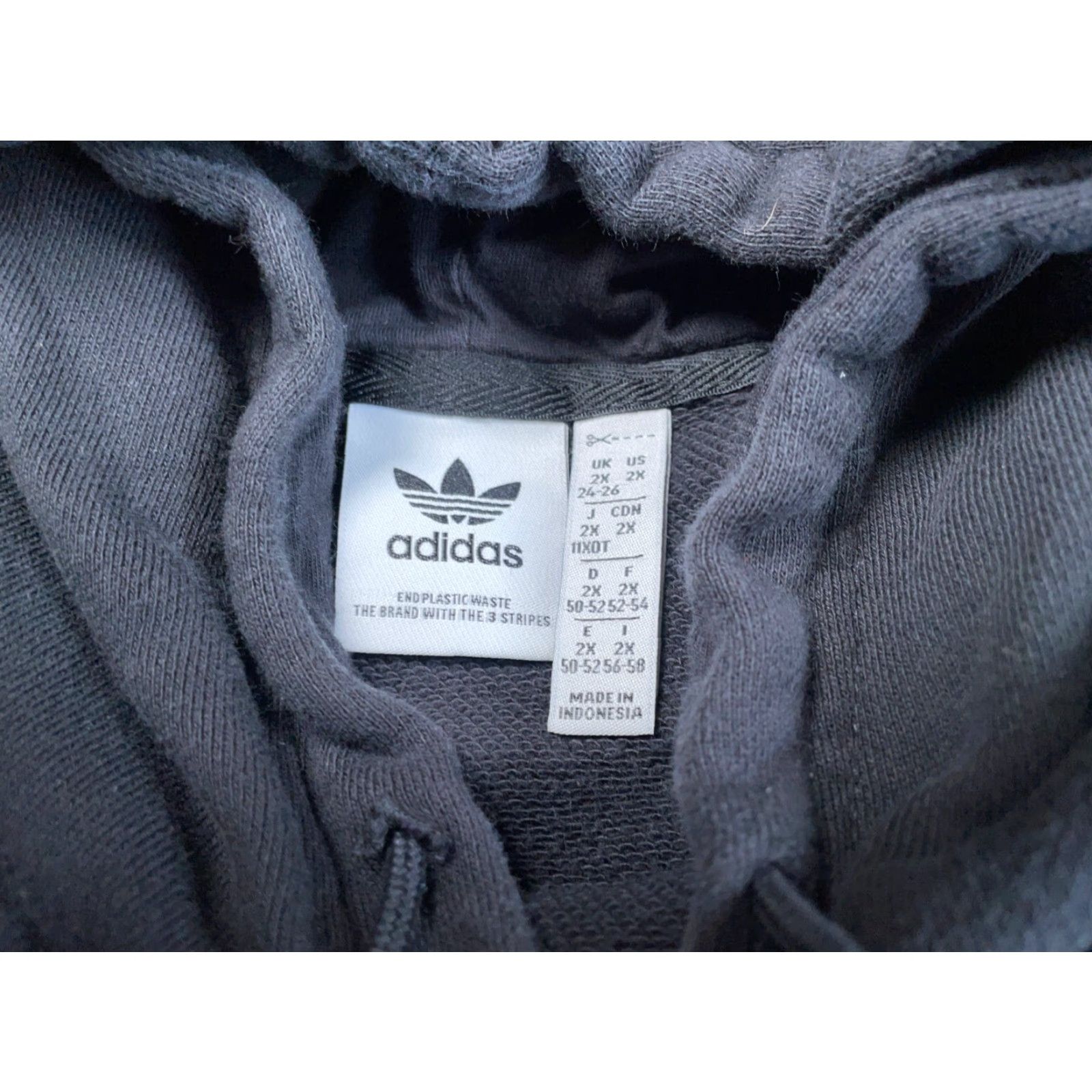 Adidas adidas Hoodie Women 2X Black Trefoil Logo Sweatshirt Drawstring Crew Neck Heavyweight Pullover Activewear Hip Hop Retro Womens Size XXL / US 16-18 / IT 52-54 - 3 Thumbnail