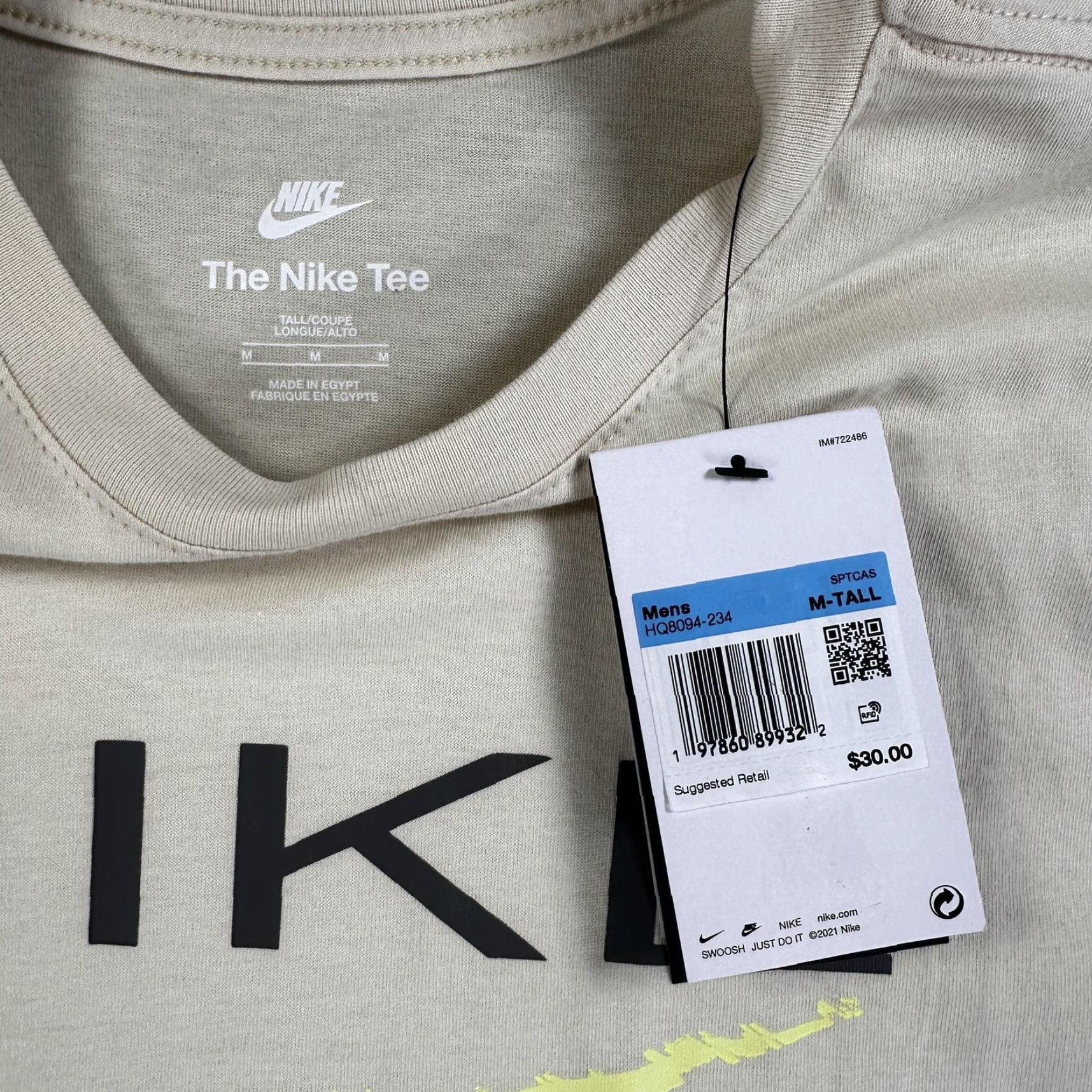 Nike Nike Sportswear Shirt Mens M Tall Beige Swoosh Graphic Tee HQ8094-234 Size US M / EU 48-50 / 2 - 3 Thumbnail
