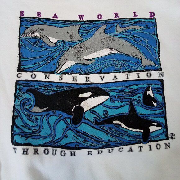 Tultex Vintage Sea World Conservation Through Education Sweatshirt Size US L / EU 52-54 / 3 - 1 Thumbnail