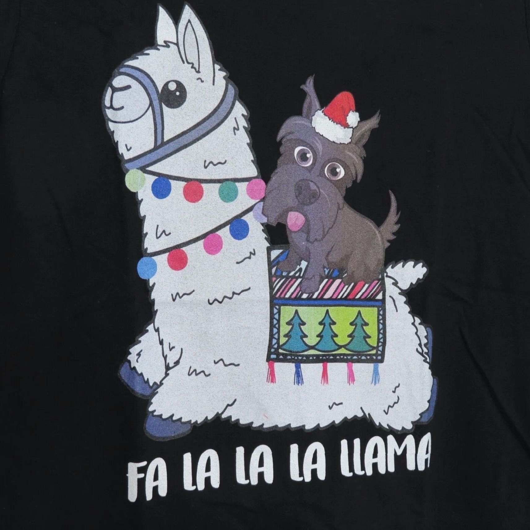 Port & Company Fa La La La Llama Womens S T-Shirt Christmas Dog Port & Company Shirt Top Short Sleeve Black Cotton Crew Neck Holiday Womens Size S Size S / US 4 / IT 40 - 2 Thumbnail