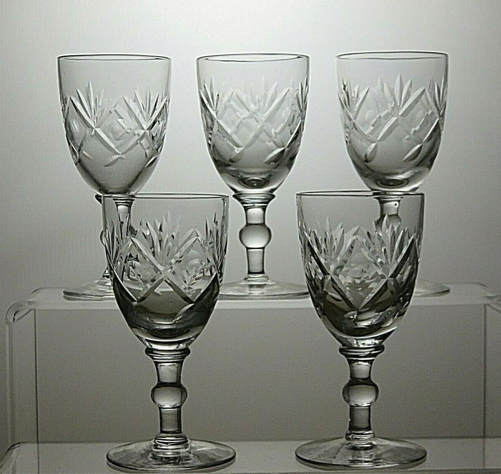 The Unbranded Brand Lead Crystal Cut Glass Set Of 5 Sherry Glasses 4 1/3" Size ONE SIZE - 2 Thumbnail