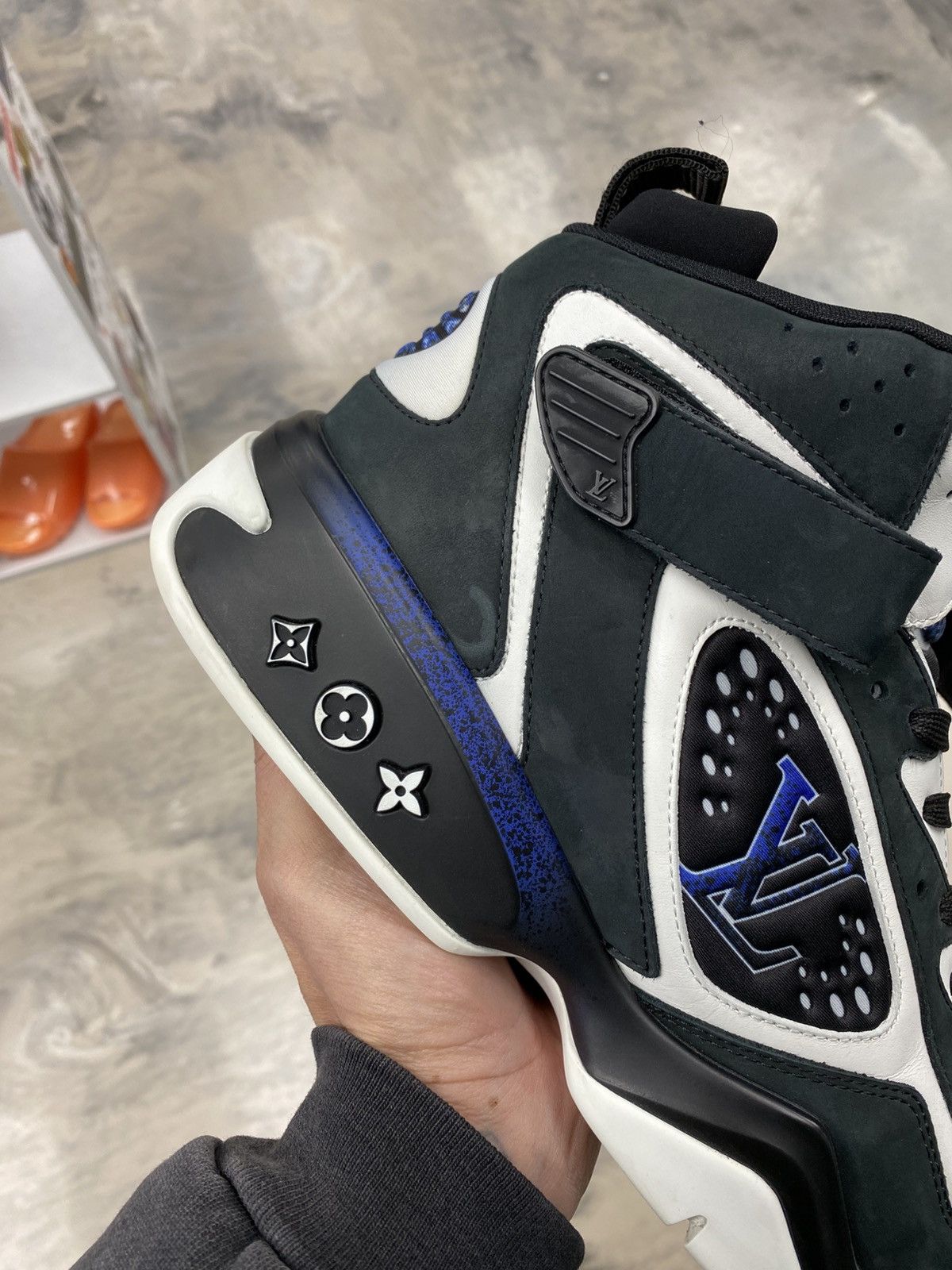 Louis Vuitton LV Trainer 2 black blue suede hi top 9.5 authentic rare Size US 9.5 / EU 42-43 - 6 Thumbnail