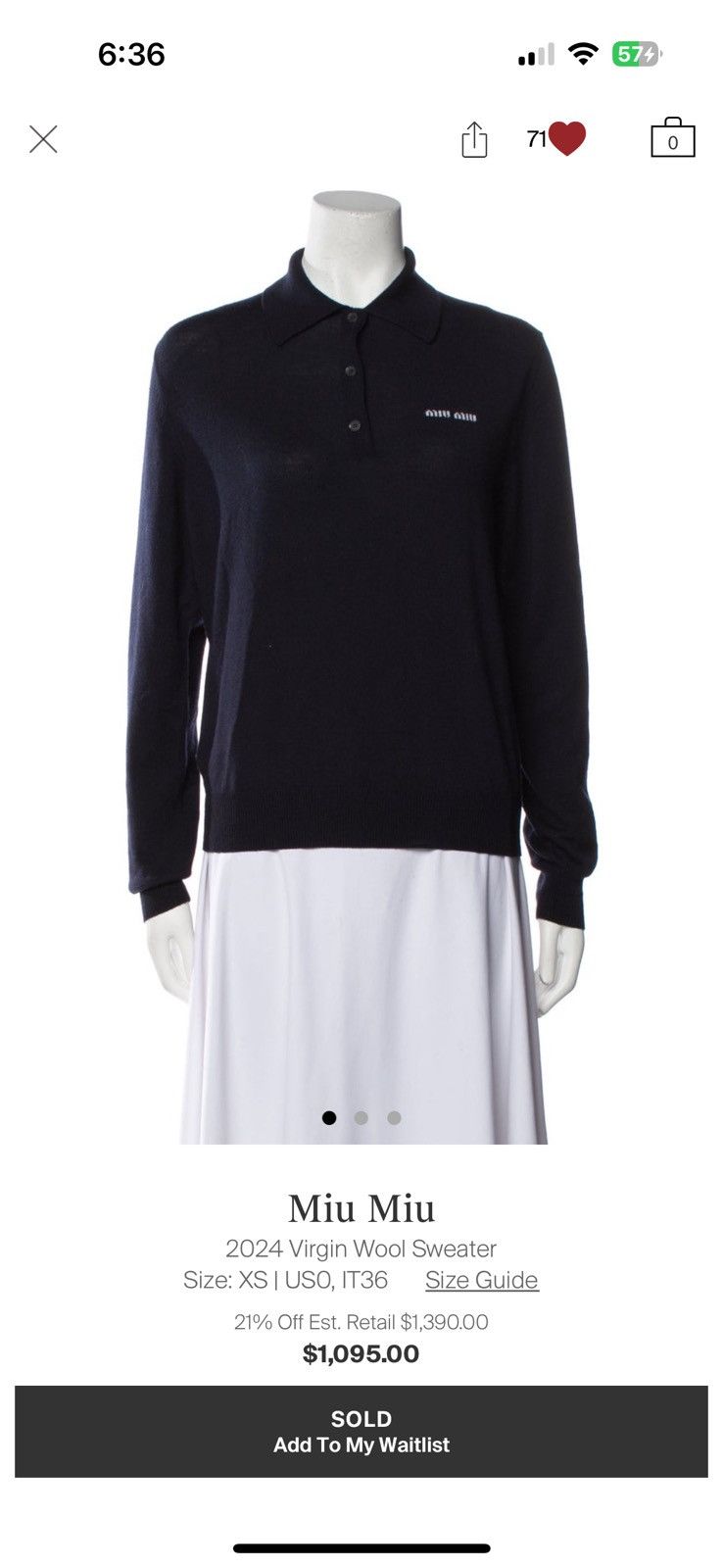 Miu Miu FW/24 Wool Knit Polo Shirt Size US S / EU 44-46 / 1 - 9 Thumbnail