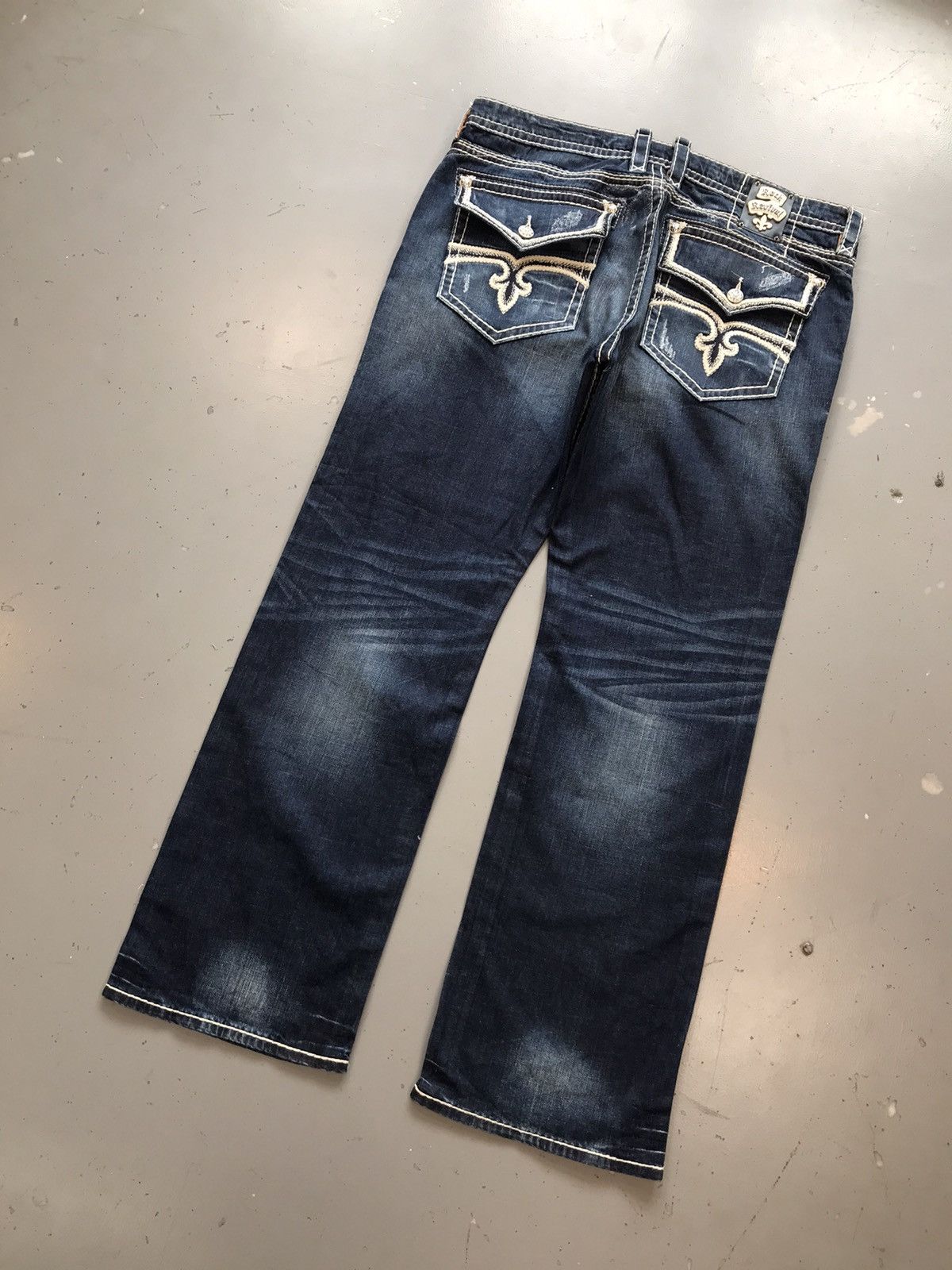 Vintage rock revival stitch embroidered denim