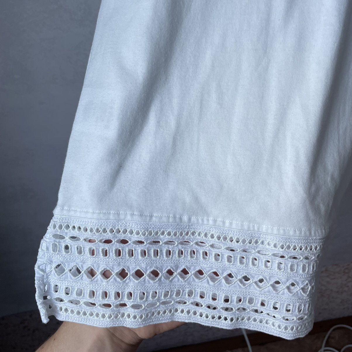 Loro Piana Loro Piana Lace Detail Silk Collar T-Shirt Size L / US 10 / IT 46 - 21 Thumbnail