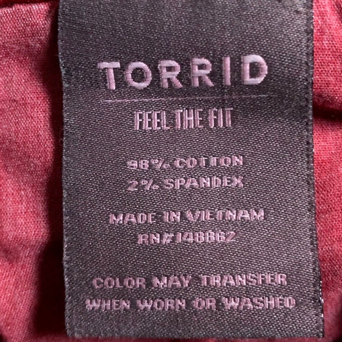 Torrid VINTAGE Torrid Jeans Deep Red Denim Mid Rise Boyfriend Straight 10 Women Size 30" / US 8 / IT 44 - 6 Thumbnail