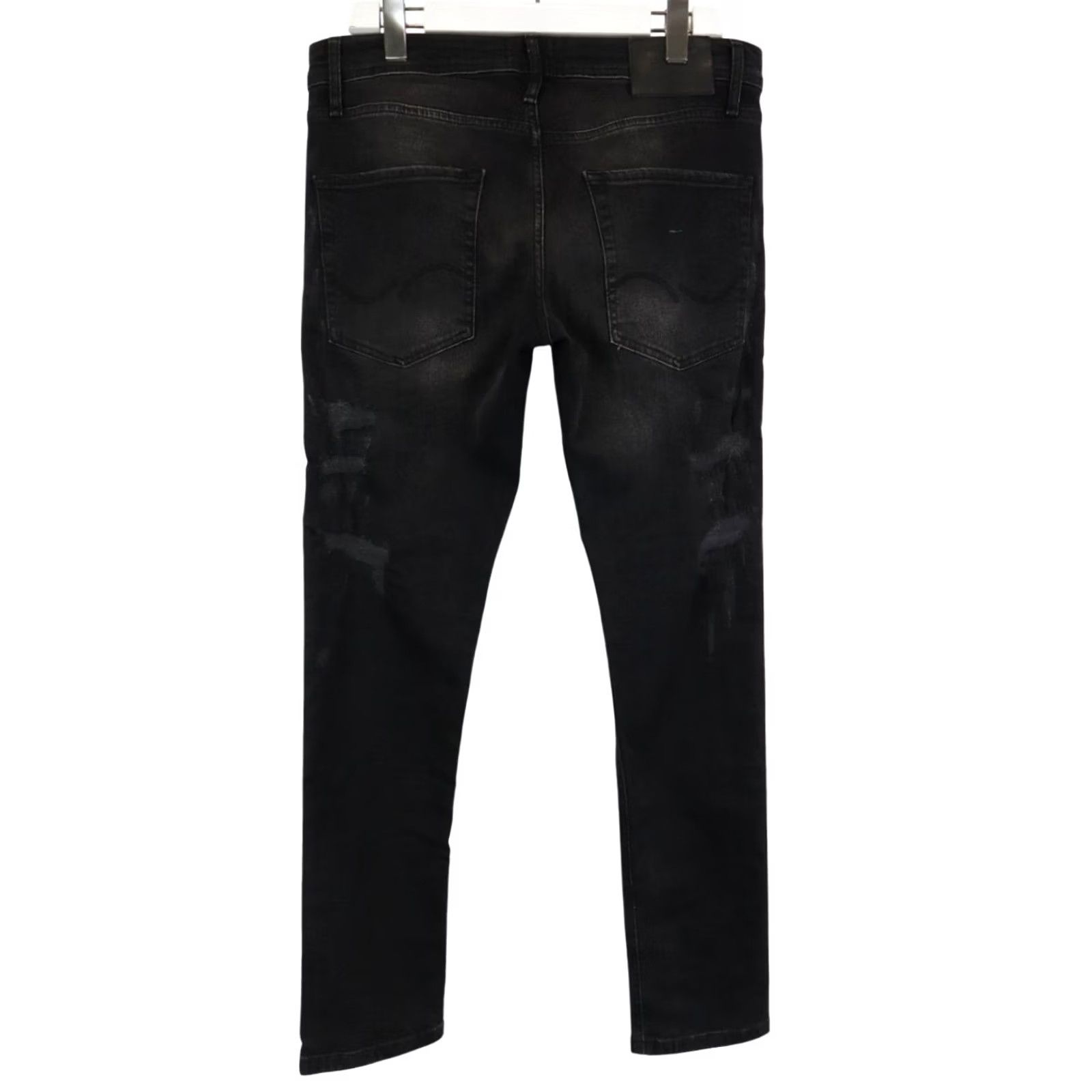 Jack & Jones JACK & JONES Slim Fit Glenn Jeans Men's W33/L32 Black Faded Distressed Whiskers Jeans Size US 33 - 2 Thumbnail