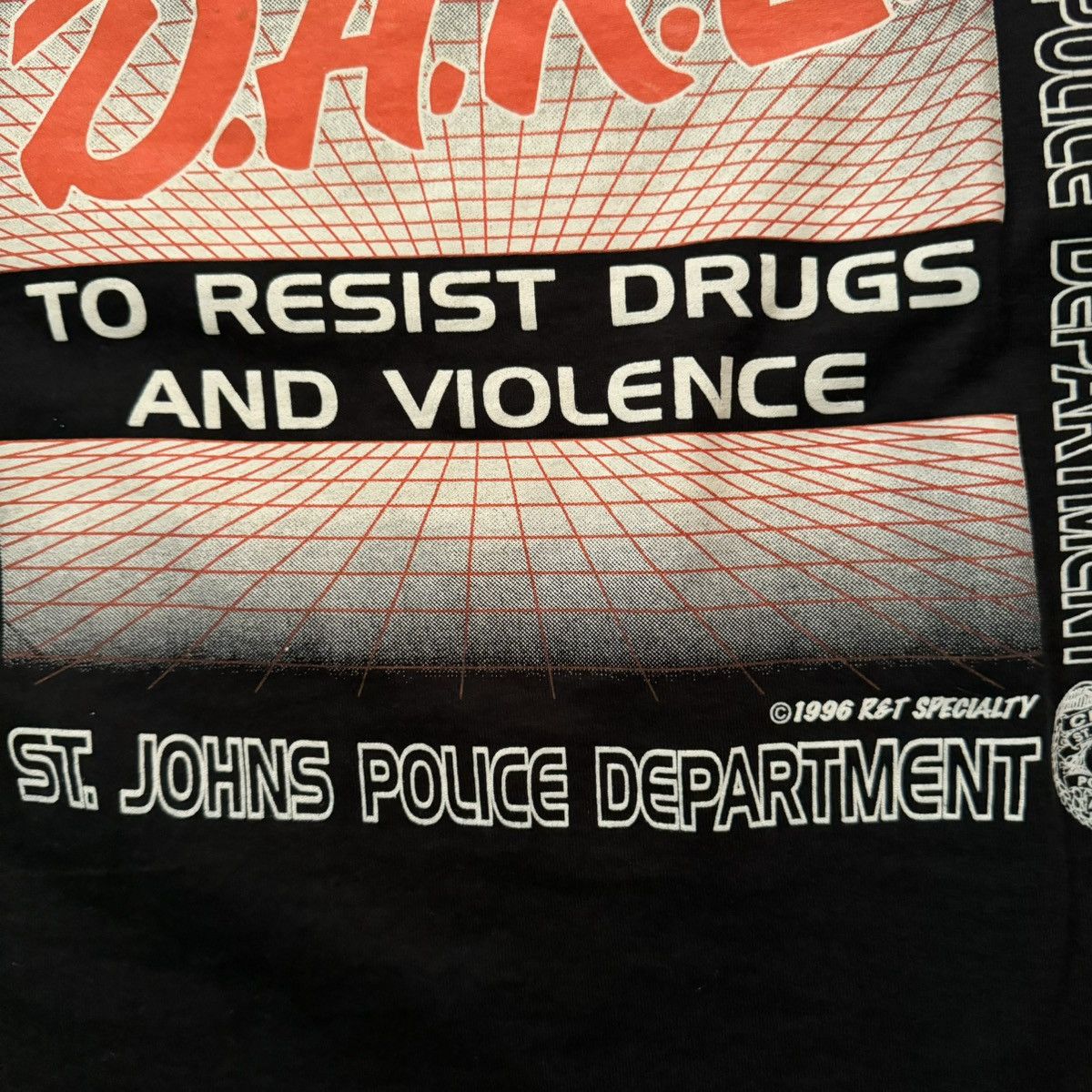 D.A.R.E × JNCO × Stussy Vintage 1996 90s Black And Red Drug Dare Graphic Tee Fits XS Size US XS / EU 42 / 0 - 8 Thumbnail