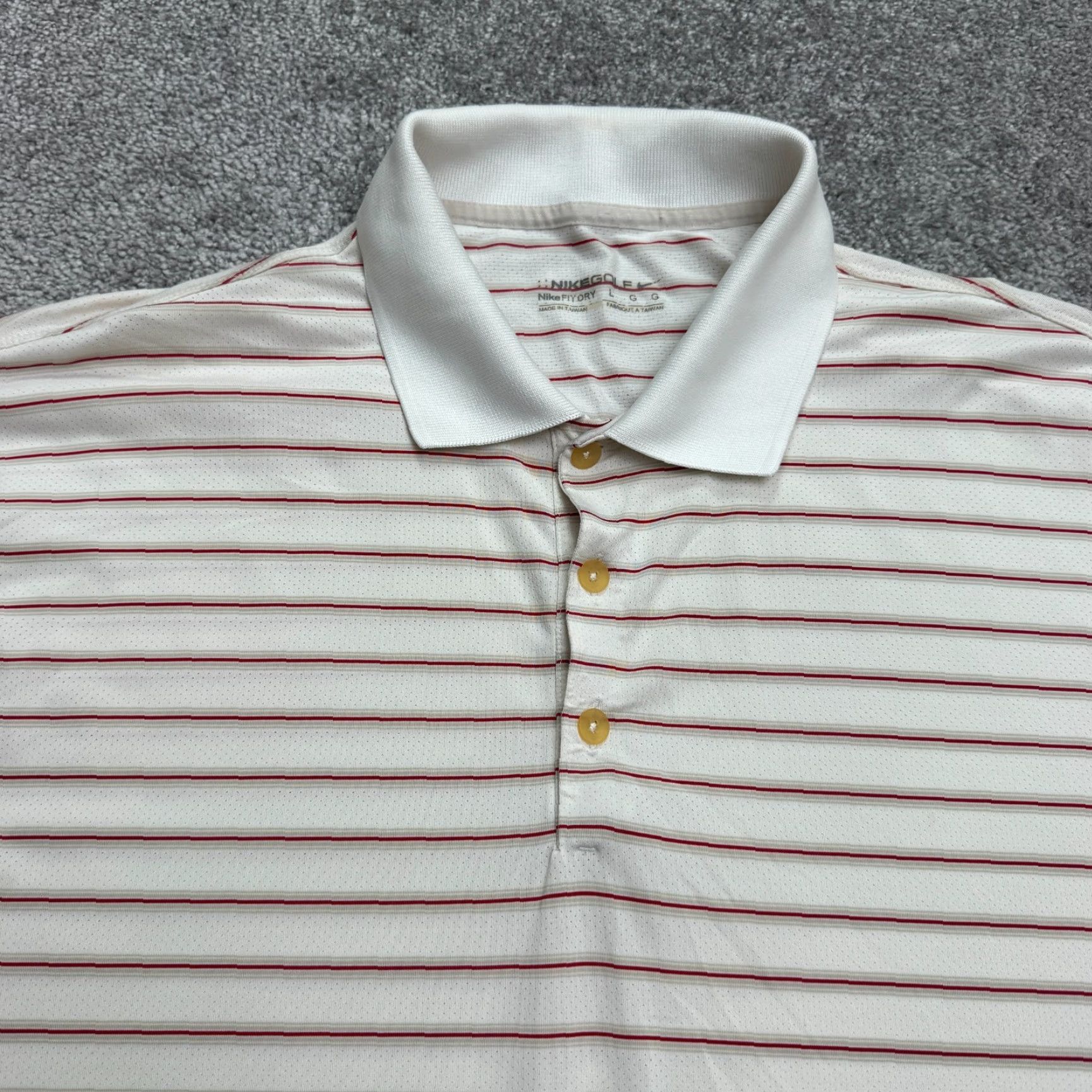 Nike Nike Golf Dri-Fit Performance Polo Shirt Men Large White Striped Polo Nike Golf Size US L / EU 52-54 / 3 - 3 Thumbnail