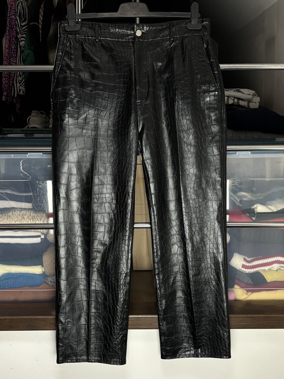 Han Kjobenhavn Han Kjobenhvn Black Croc Vegan Leather Avant Garde Pants Size US 30 / EU 46 - 1 Thumbnail