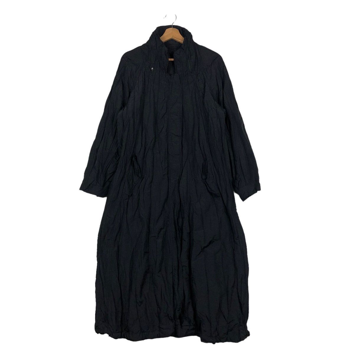 Rich Black Long Fly Jacket Bondage Biker Issey Miyake Japan
