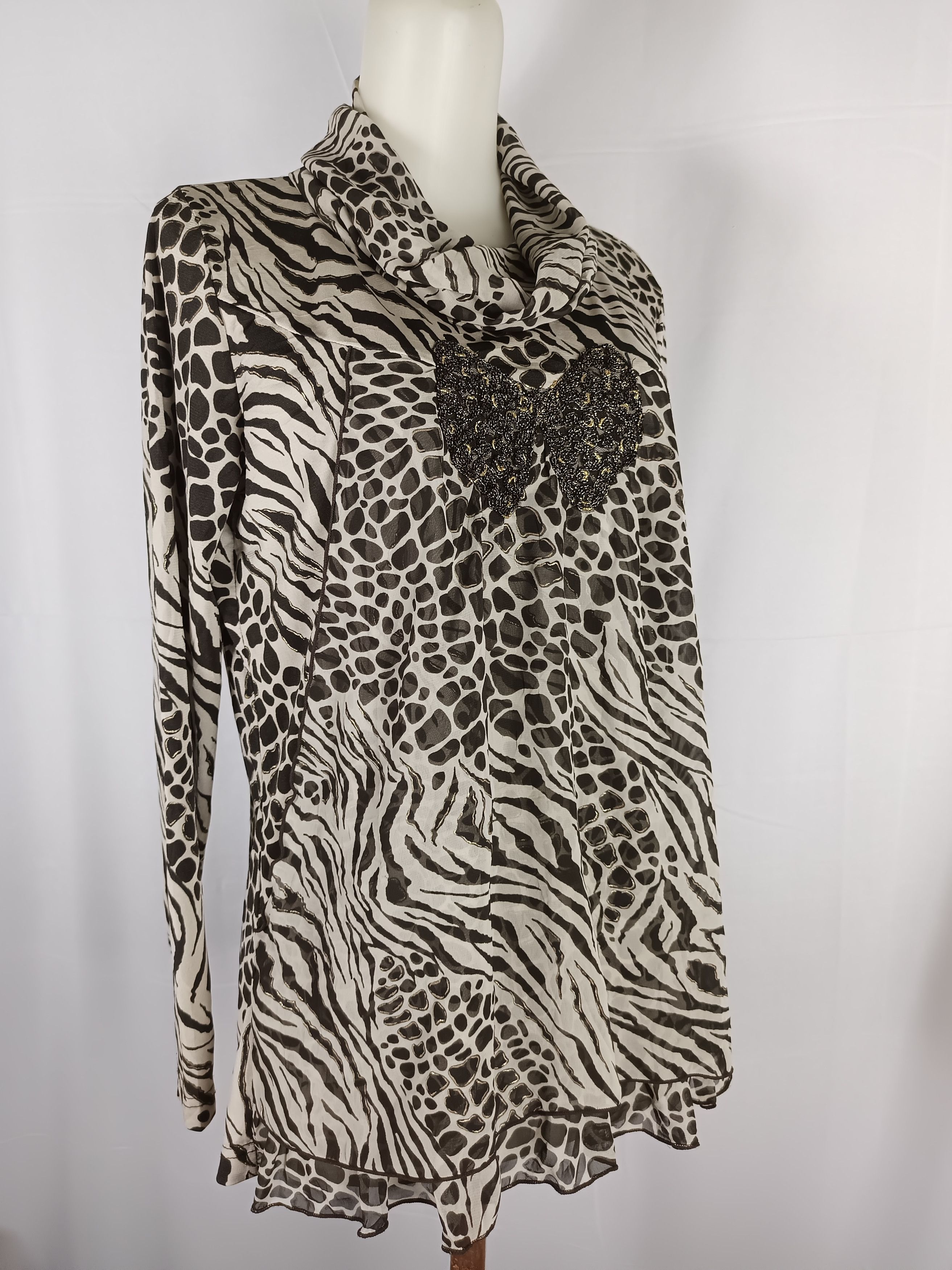 Japanese Brand Women leopard blouse animal print cowl neck Size L / US 10 / IT 46 - 2 Thumbnail