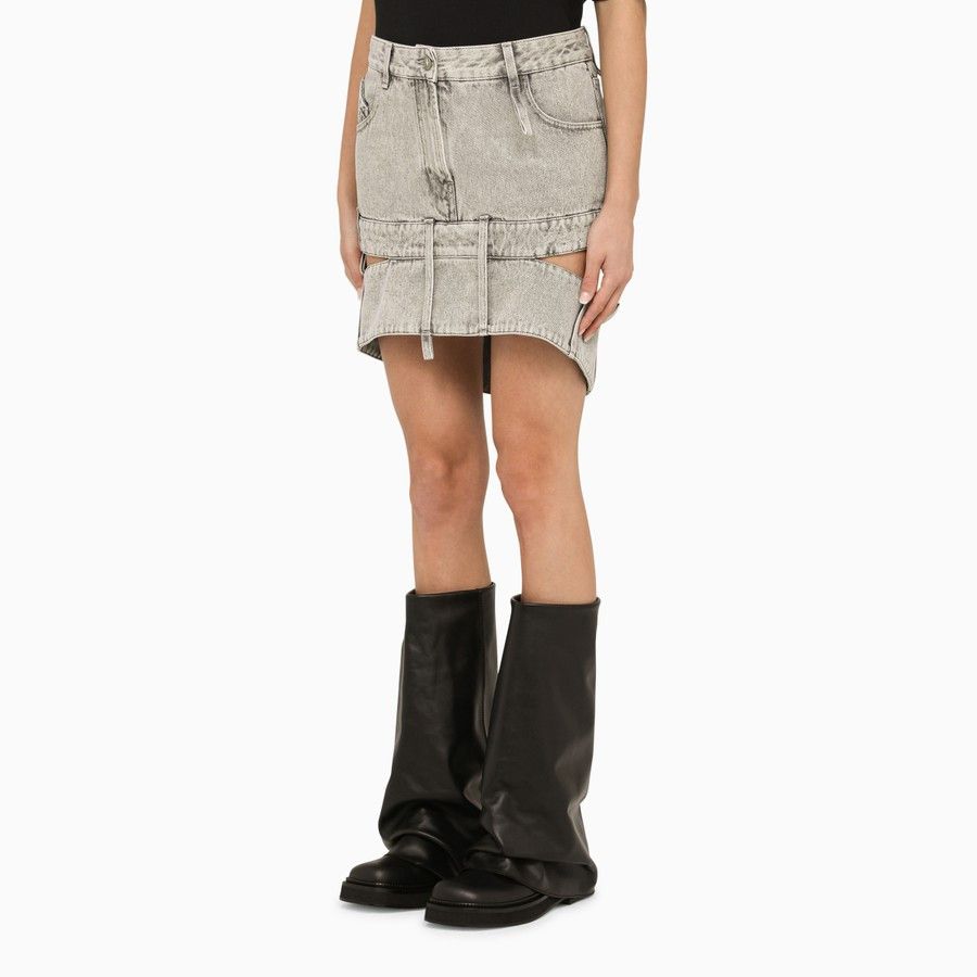 The Attico o1d2blof1024 Denim Mini Skirt in Light Grey Size 27" / US 4 / IT 40 - 3 Thumbnail