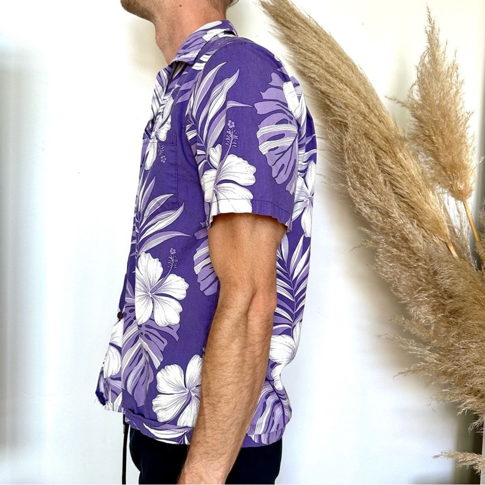 Pacific Legend PACIFIC LEGEND Purple White Hawaiian Print Floral Shirt Size US M / EU 48-50 / 2 - 8 Thumbnail