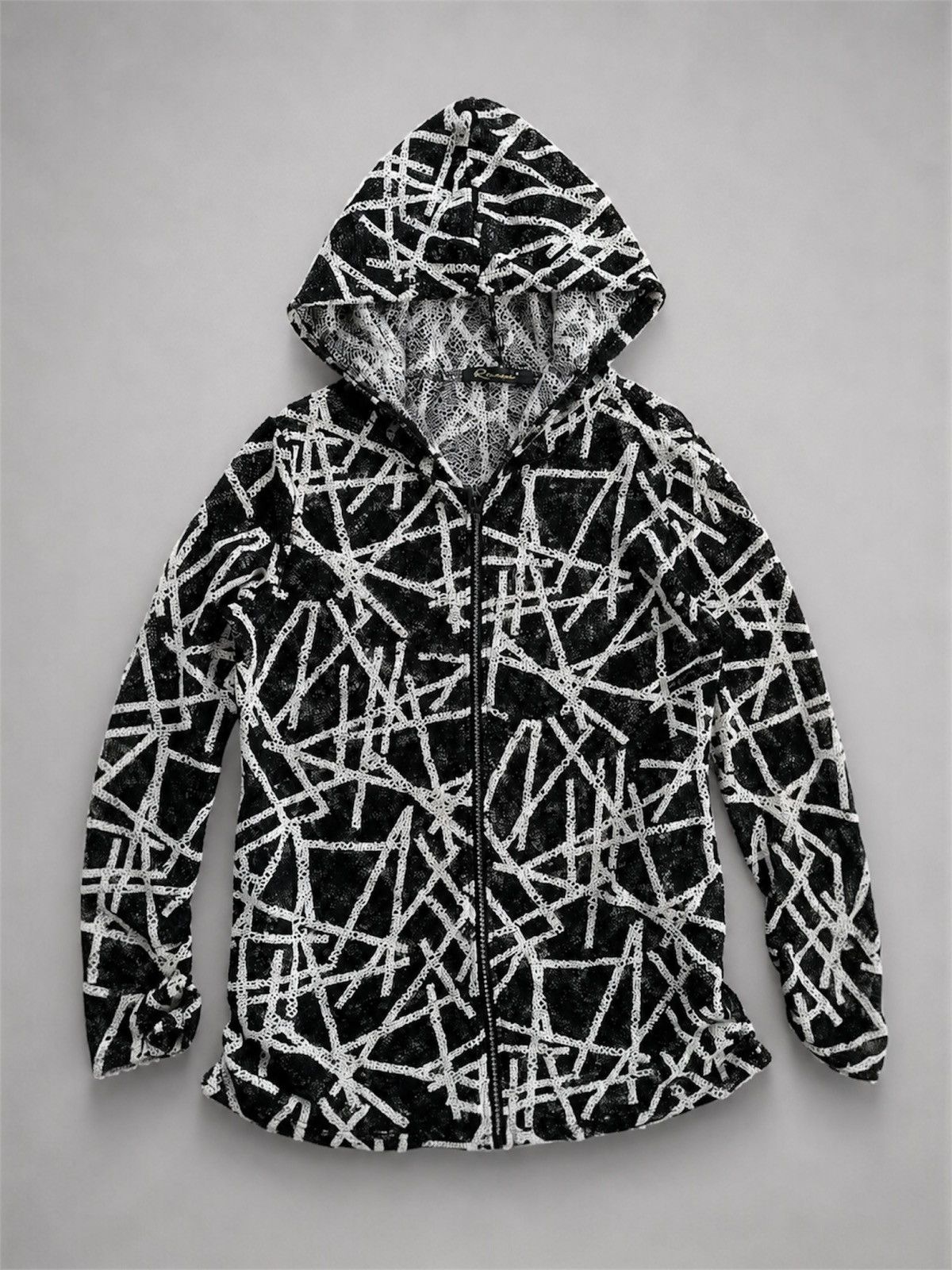 Japanese Brand Qianrisnei Crazy Open Grunge Zip Hoodie Stylish Size M / US 6-8 / IT 42-44 - 1 Thumbnail