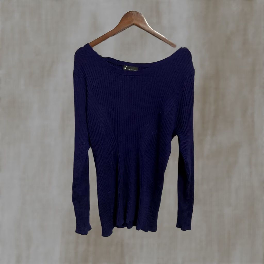 Vintage Lane Bryant Navy Blue Ribbed Long Sleeve Sweater 22 Plus Women Casual Knit 100% Cotton Cowl Neck Size 3XL / US 20-22 - 1 Thumbnail