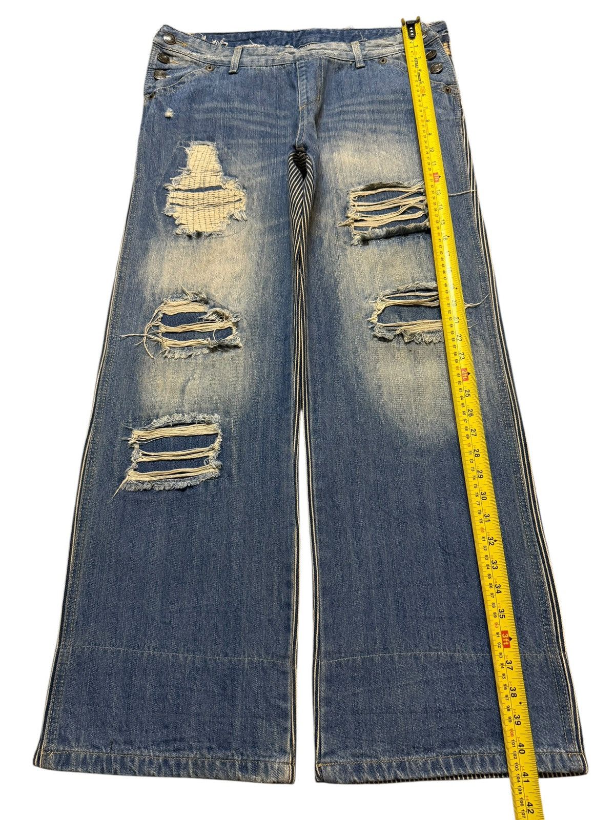 Number (N)ine Vintage 90s Japanese Brand Hybrid Mud Wash Distressed Baggy Size US 34 / EU 50 - 9 Thumbnail