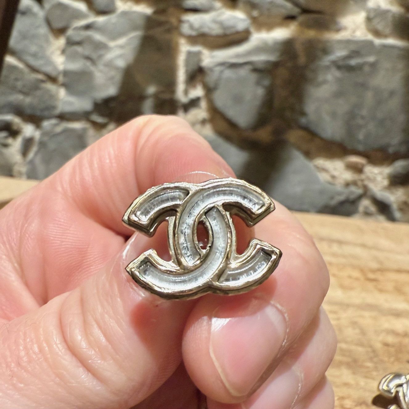 Chanel Chanel 2012 Mother Of Pearl & Gold CC Stud Earrings Size ONE SIZE - 3 Thumbnail