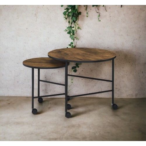 Designer × Homemade ACME Oblis 2Pc Pk Nesting Tables, Vintage Oak 83150 Size US L / EU 52-54 / 3 - 2 Thumbnail