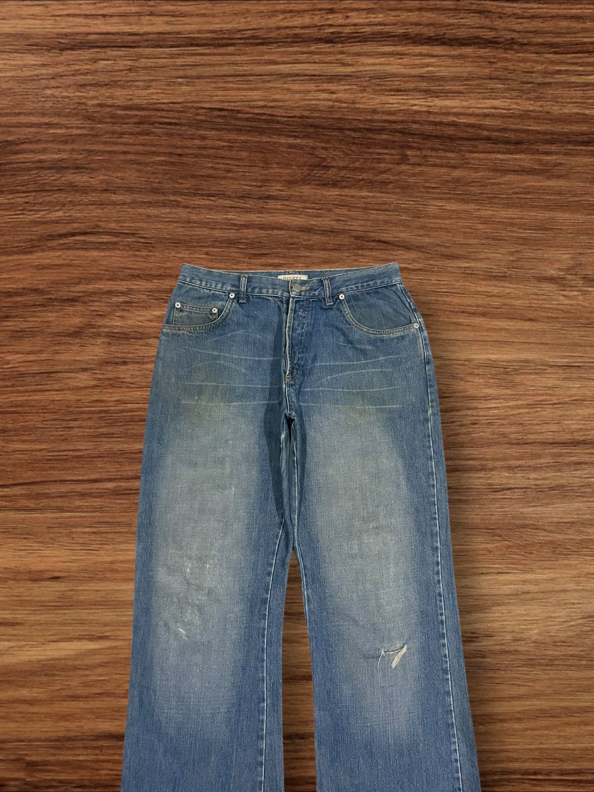 Diesel × Vintage ⚡️Flare⚡️Vintage Diesel “D” Button Fly Blue Washed Jeans Size US 32 / EU 48 - 3 Thumbnail