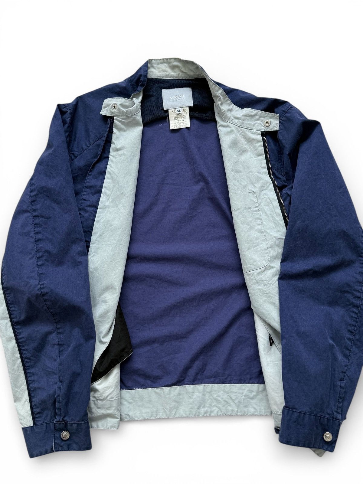 Versace 2000s Versace Blue Cotton Zip Jacket Size US XL / EU 56 / 4 - 8 Thumbnail
