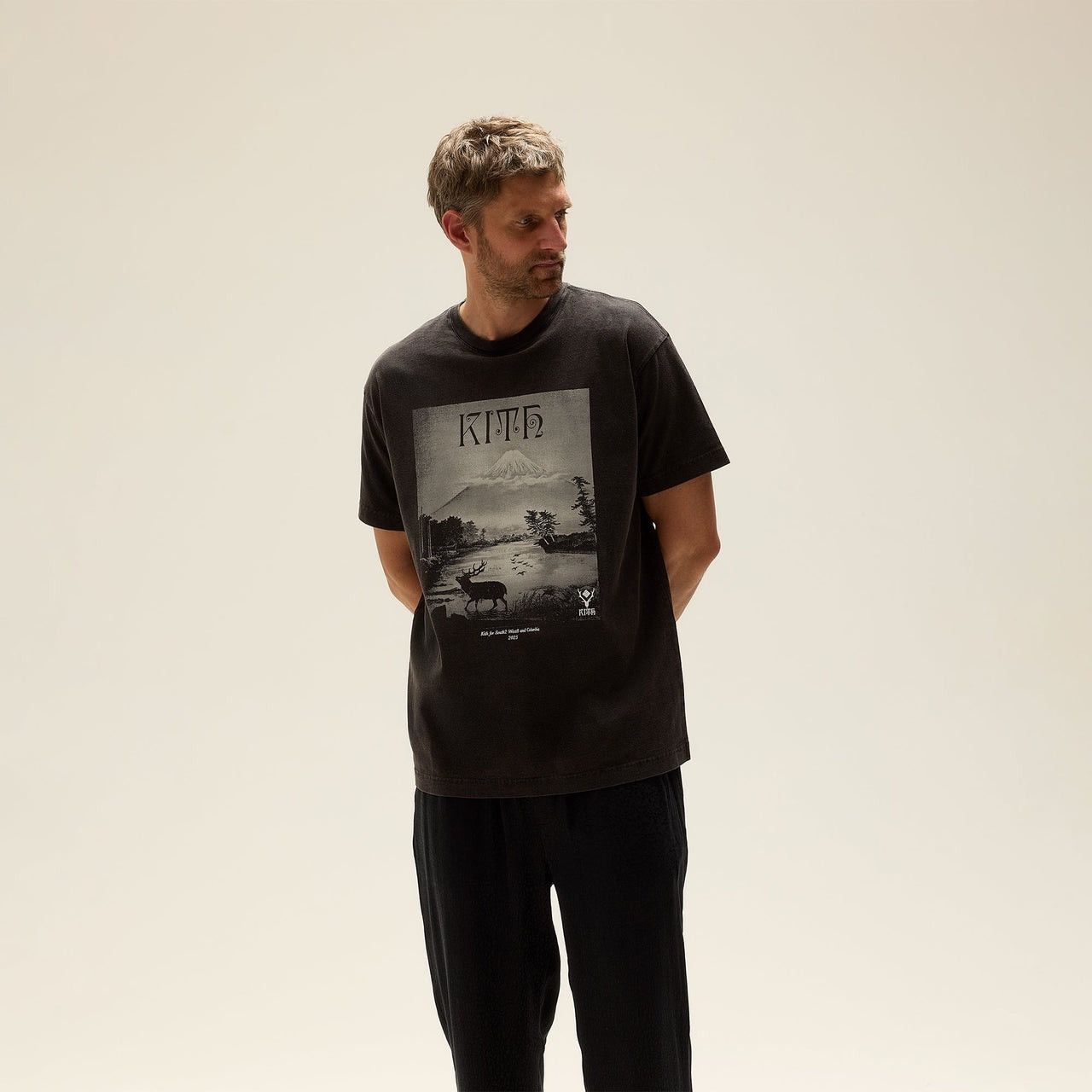 Columbia × Kith South2 West8 Mt. Fuji Elk Landscape Vintage Tee Monochrome Size US L / EU 52-54 / 3 - 6 Thumbnail