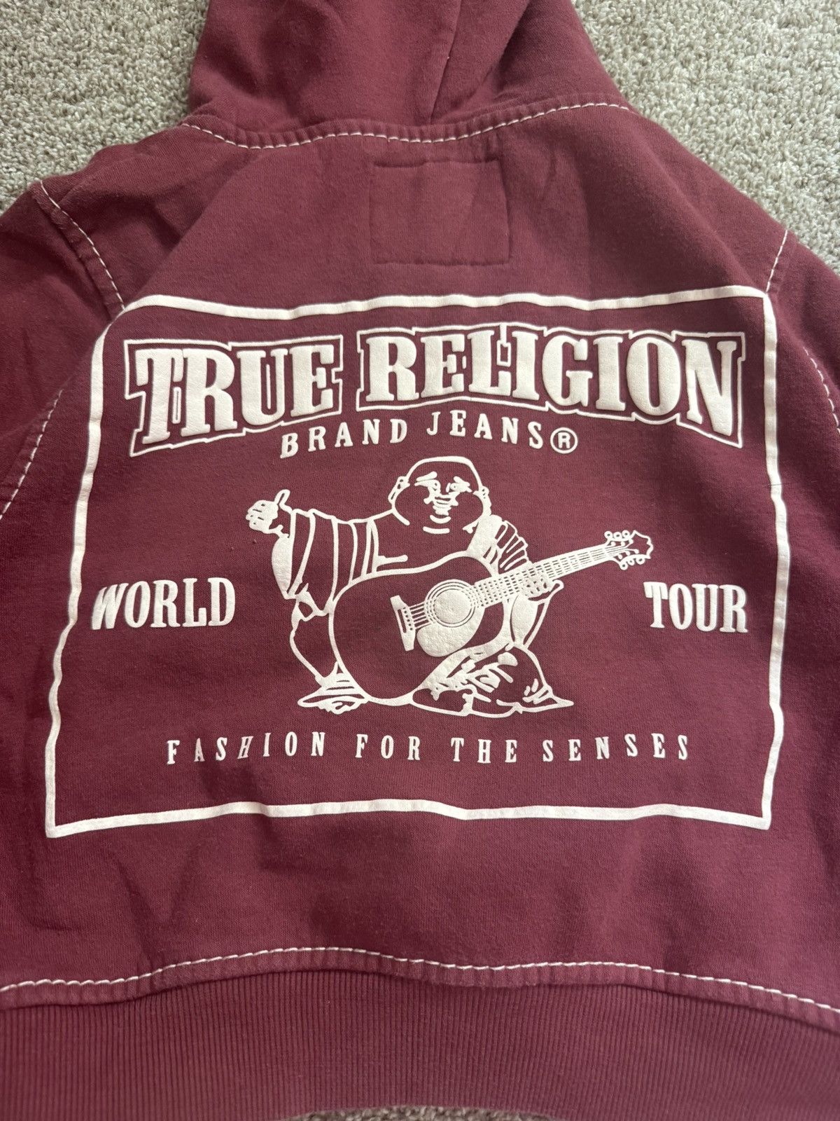 True Religion Burgundy cropped true religion hoodie Size S / US 4 / IT 40 - 1 Thumbnail