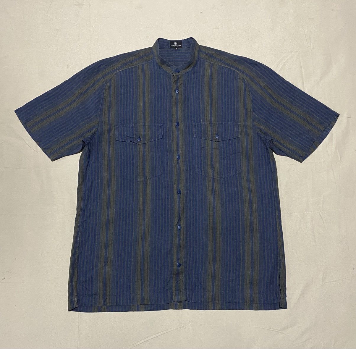 Issey Miyake Vtg Issey Miyake Plaid Striped Sanghai Collar Shirt Button Size US XL / EU 56 / 4 - 1 Thumbnail
