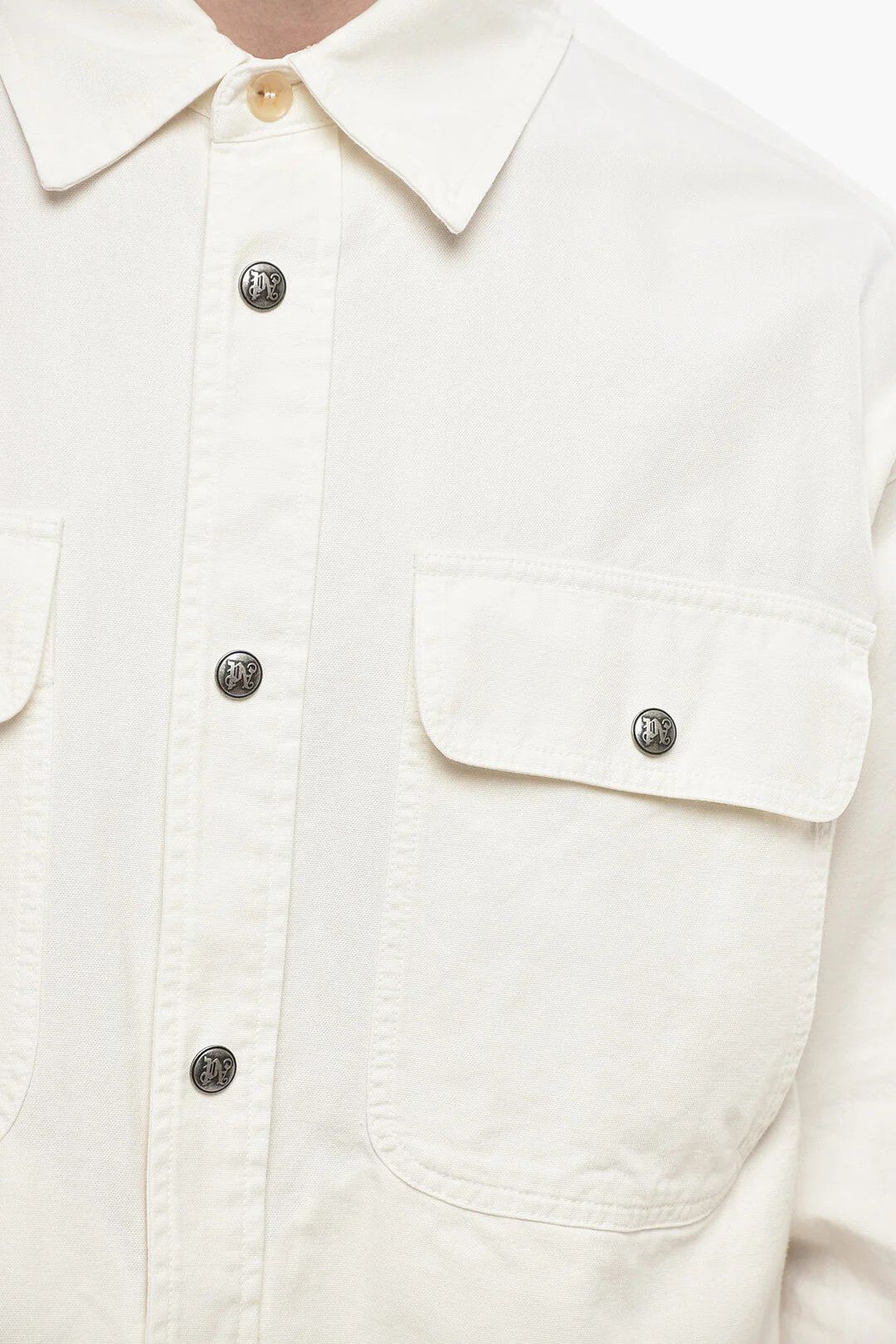 Palm Angels og1mm0226 Denim Shirt in White Size US M / EU 48-50 / 2 - 3 Thumbnail