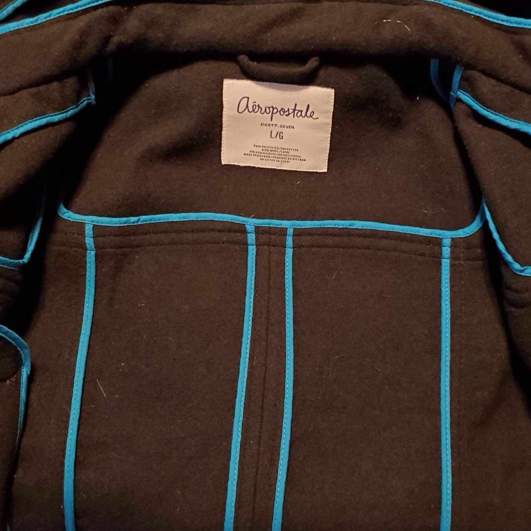 Vintage VINTAGE Aéropostale Jacket Womens Hooded Toggle Clasp Size Large L Black Wool 43% Pea Coat 90s Mens Womens Girls? Size L / US 10 / IT 46 - 3 Thumbnail