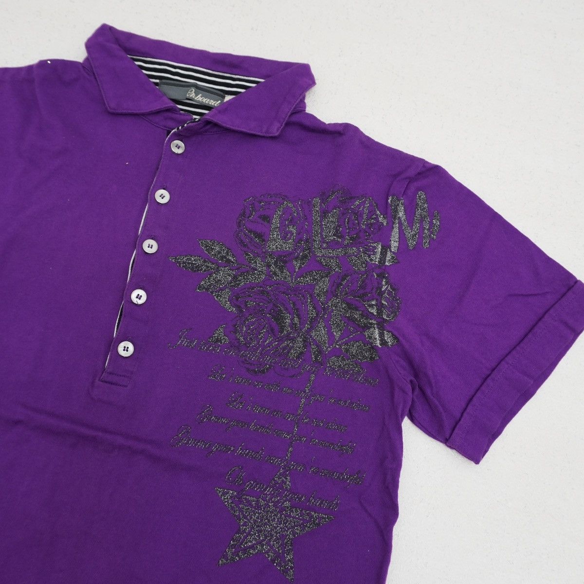 Hysteric Glamour Y2K Glam Poem Polo Tee Purple Rose Gothic ifsixwasnine style Size US M / EU 48-50 / 2 - 2 Thumbnail