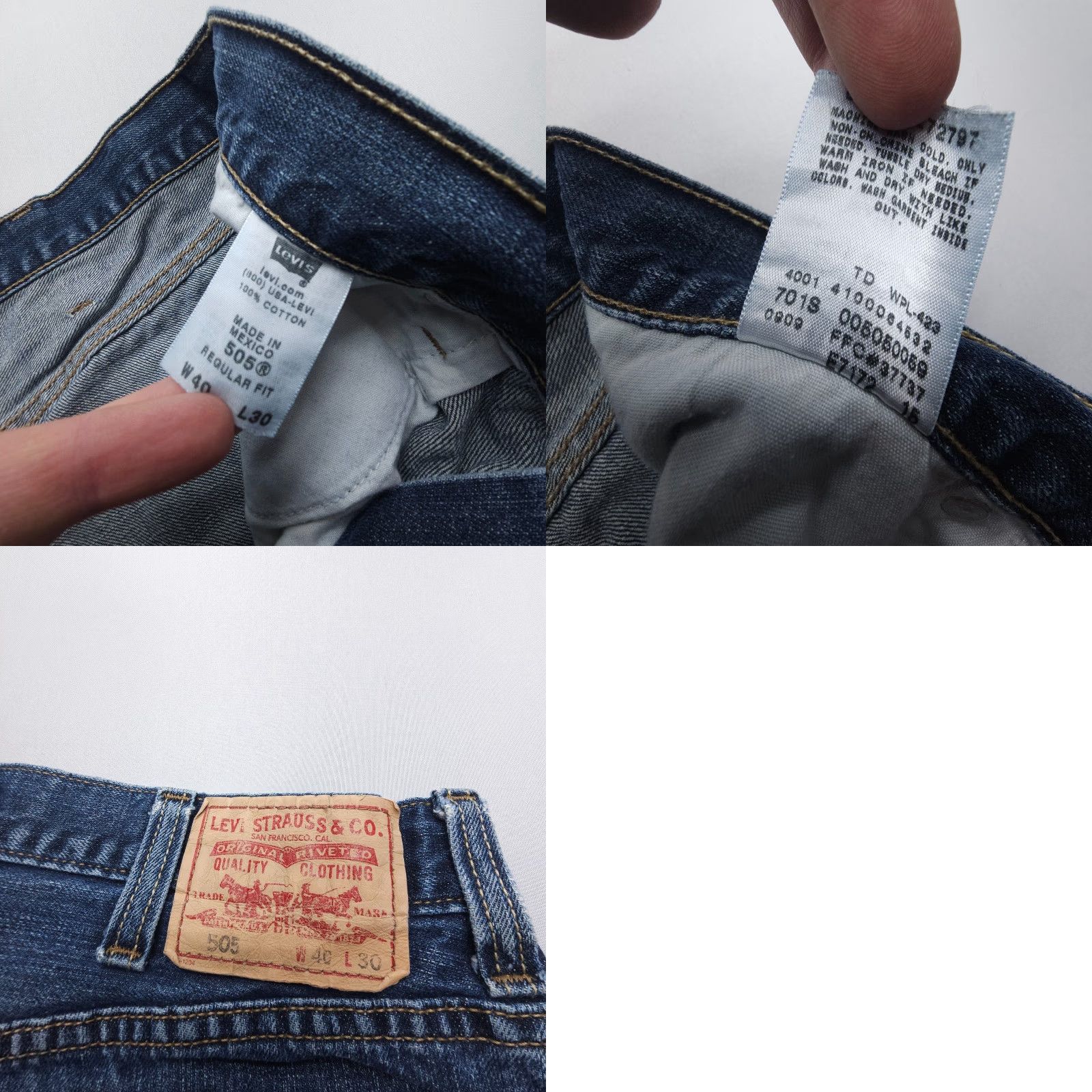 Levi's VINTAGE Levi's 505 Regular Straight Jeans Mens 40 x 30 Dark Wash Blue Denim 5-Pocket Model Levi's 505 American 90s/Mexico Mens Size US 40 / EU 56 - 8 Thumbnail