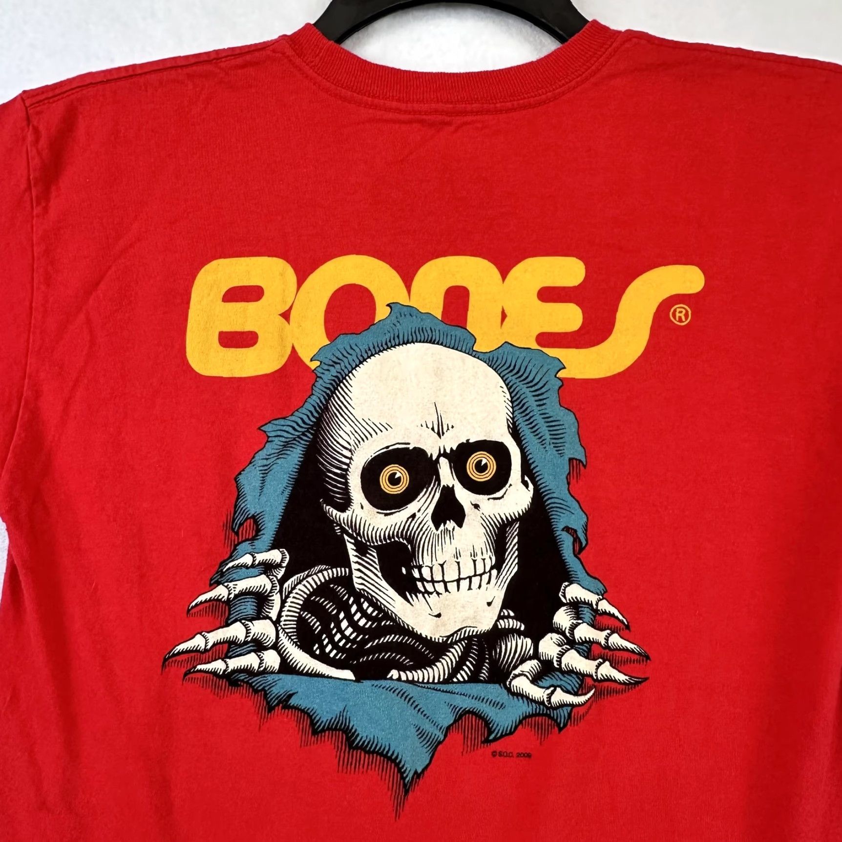 Powell Peralta Powell Peralta Bones Shirt Mens Medium 2009 Skateboard Skeleton Graphic Tee Red Cotton Crew Neck Short Sleeve Vintage No Size US M / EU 48-50 / 2 - 6 Thumbnail