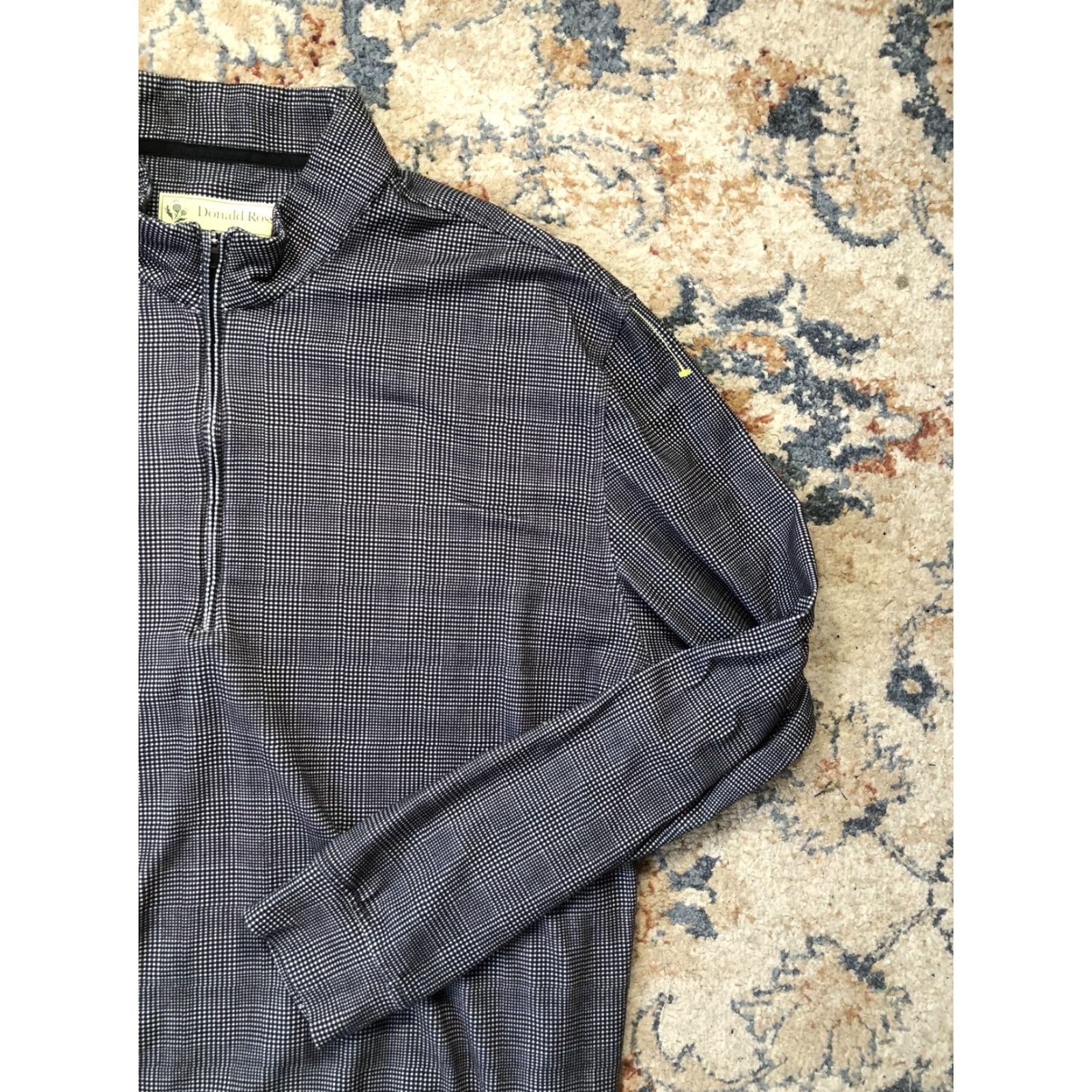 Vintage Donald Ross Mens XL Gray Quarter Zip Mock Neck Sweater Pullover Golf Knit Pattern Check Size US XL / EU 56 / 4 - 4 Thumbnail