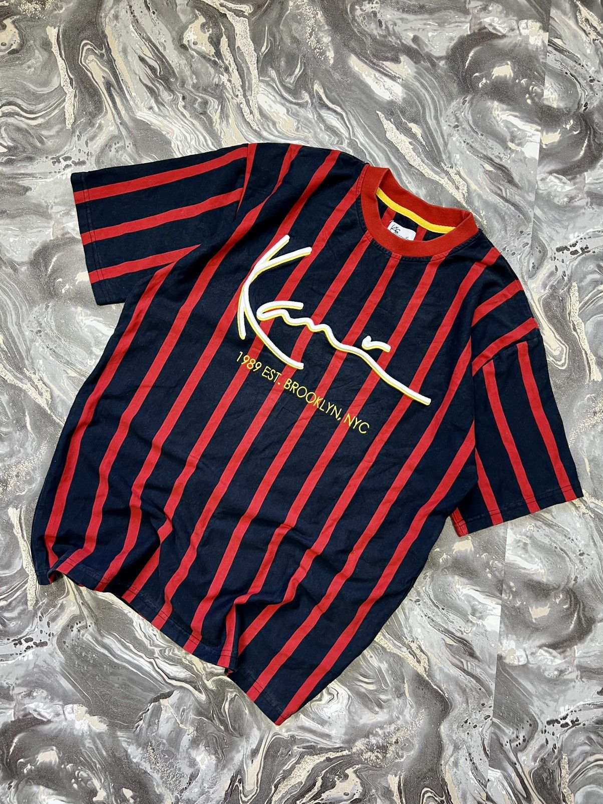 JNCO × Karl Kani Karl Kani Big Logo Multicolor Striped Logo Crew Tee T-shirt Size US M / EU 48-50 / 2 - 1 Thumbnail
